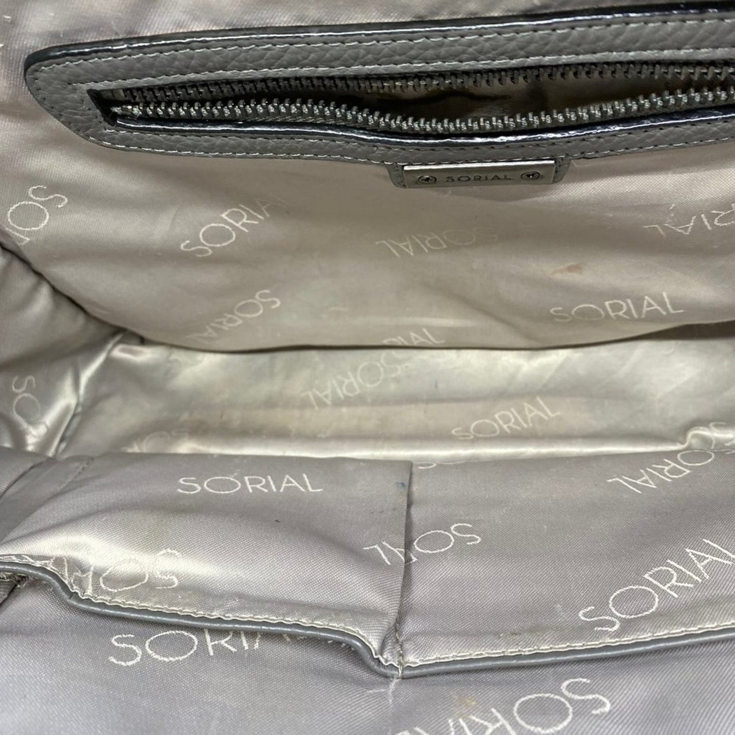 Sorial Gray Grain Leather Handbag