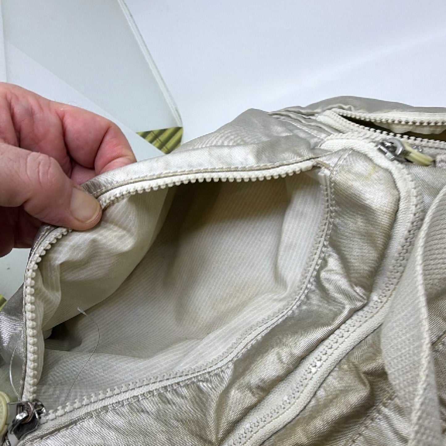 Kipling Multi-Pocket Gold Nylon Shoulder Bag