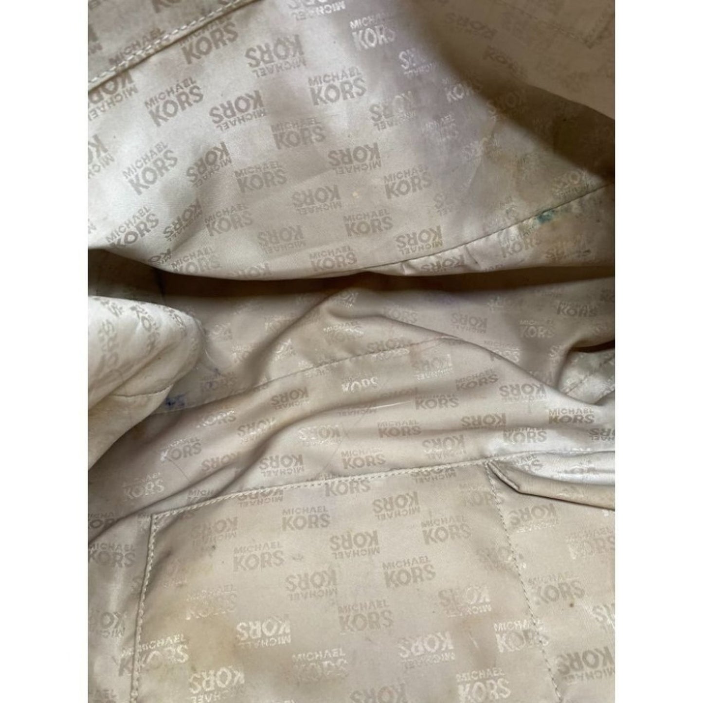 Michael Kors XL Jacquard Fabric Tan Tote Bag
