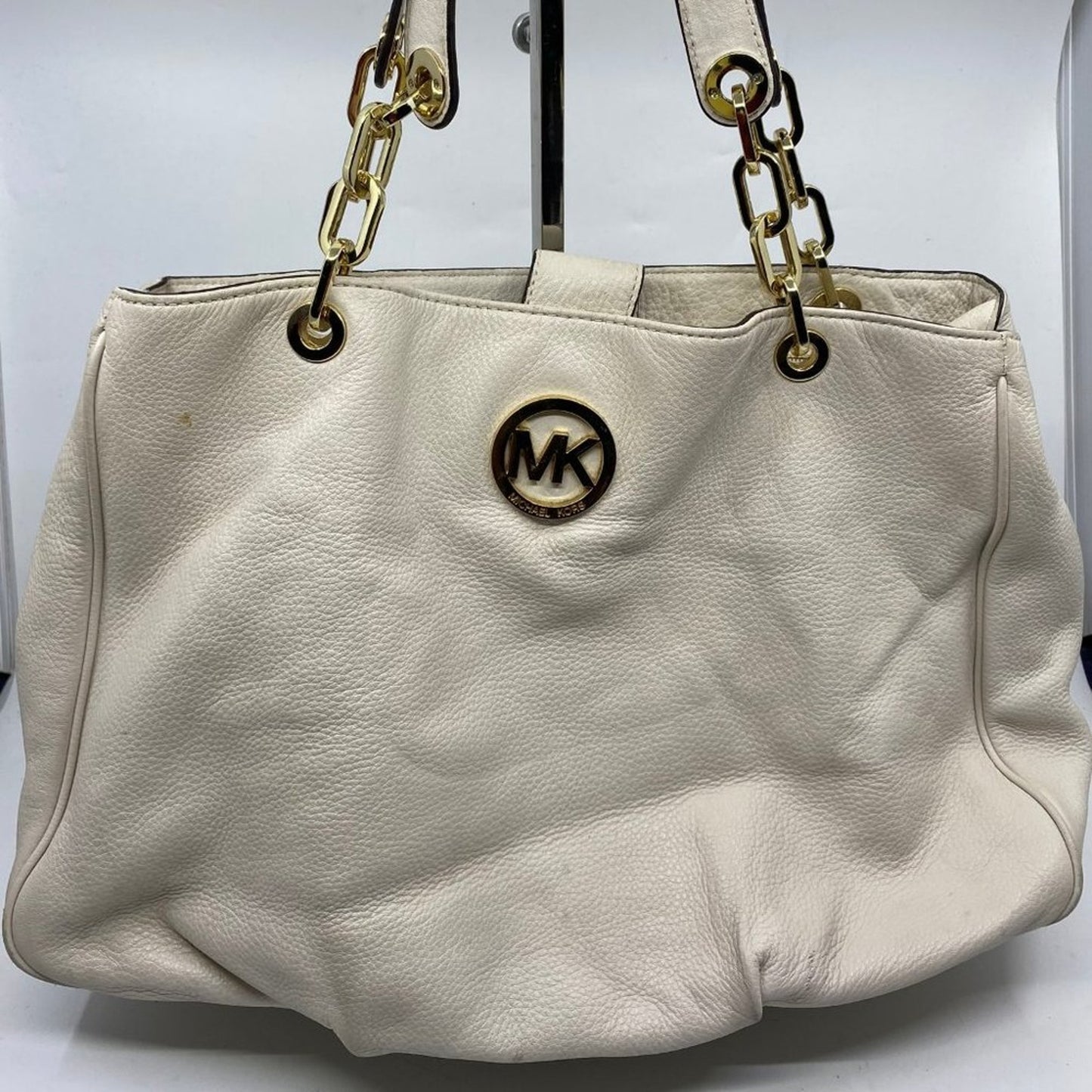 Michael Kors White large leather shoulder bag