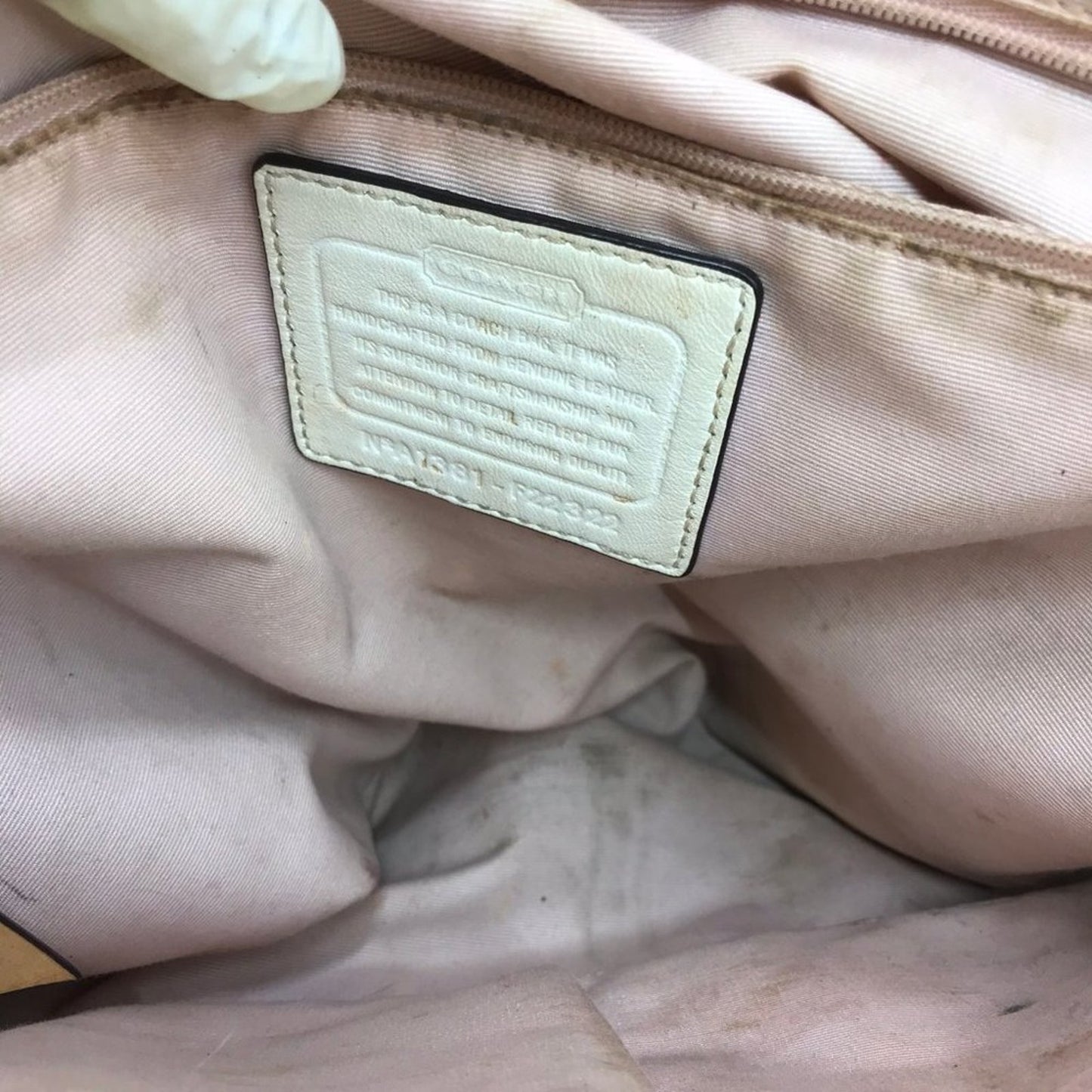 COACH Medium Cream Brown Patent Leather Handbag