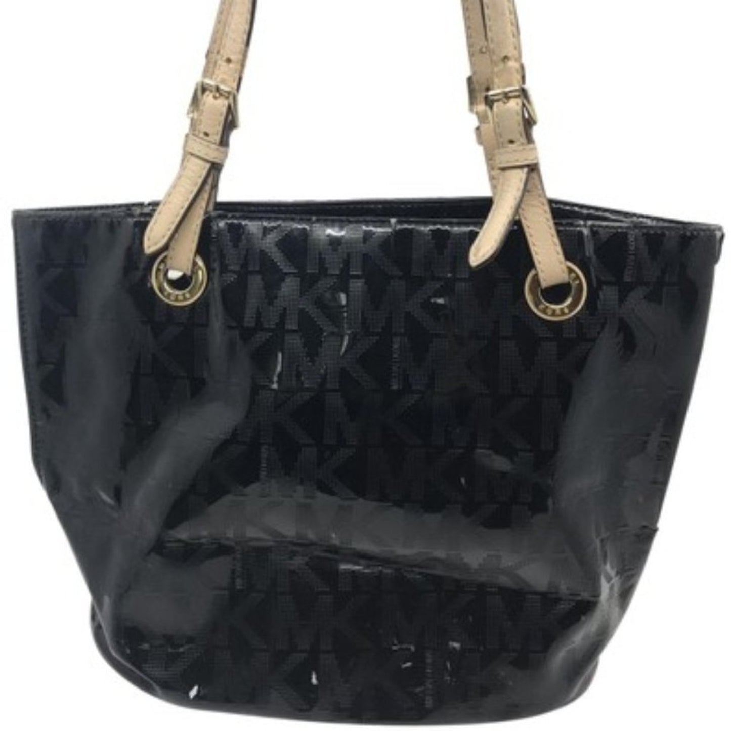 Michael Kors Black Cream Patent leather Tote Bag