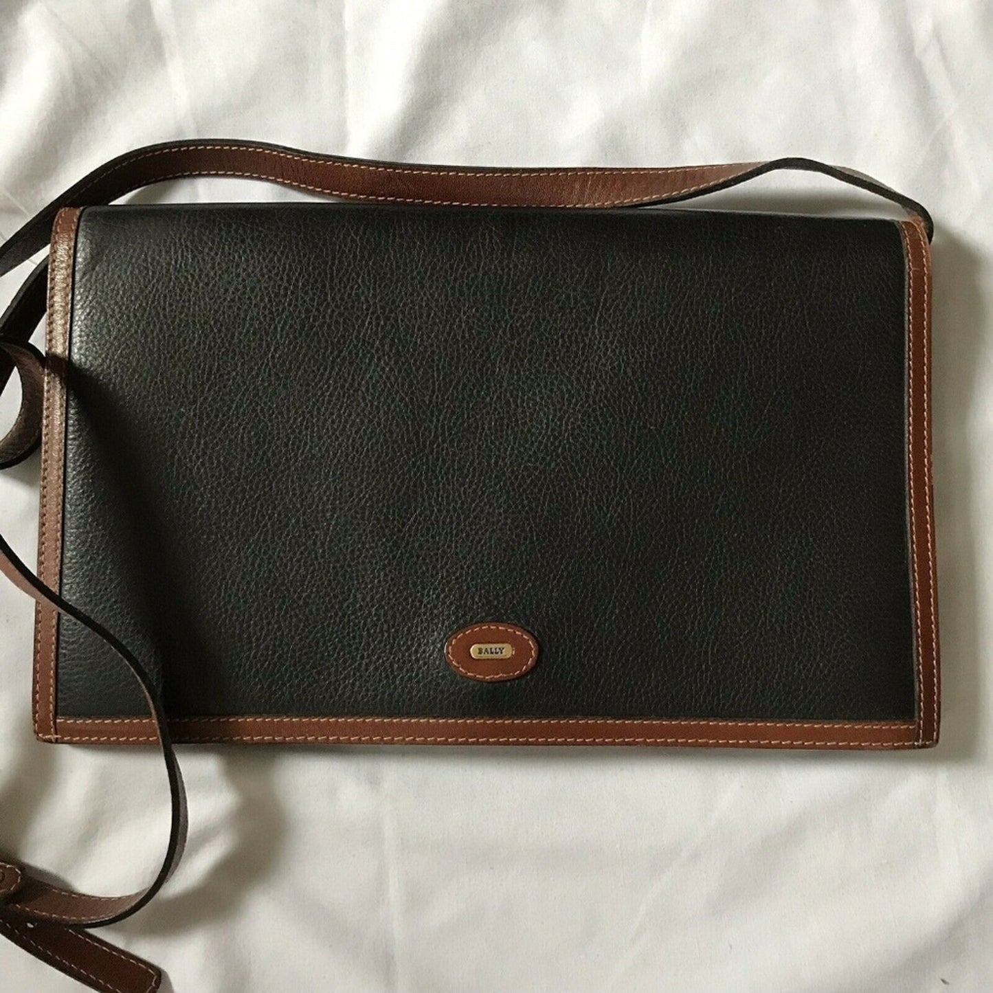 BALLY Vintage Shoulder Bag Navy Leather