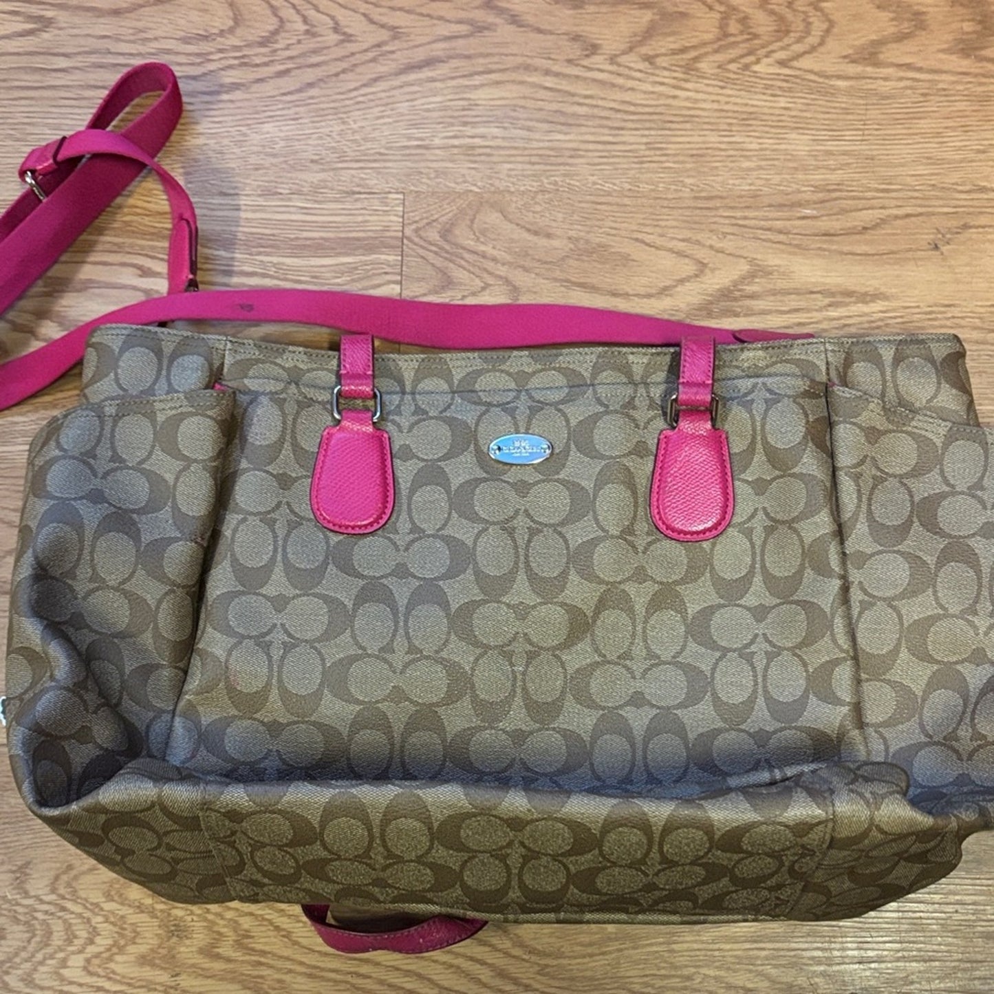Coach Tan and Pink Baby Bag