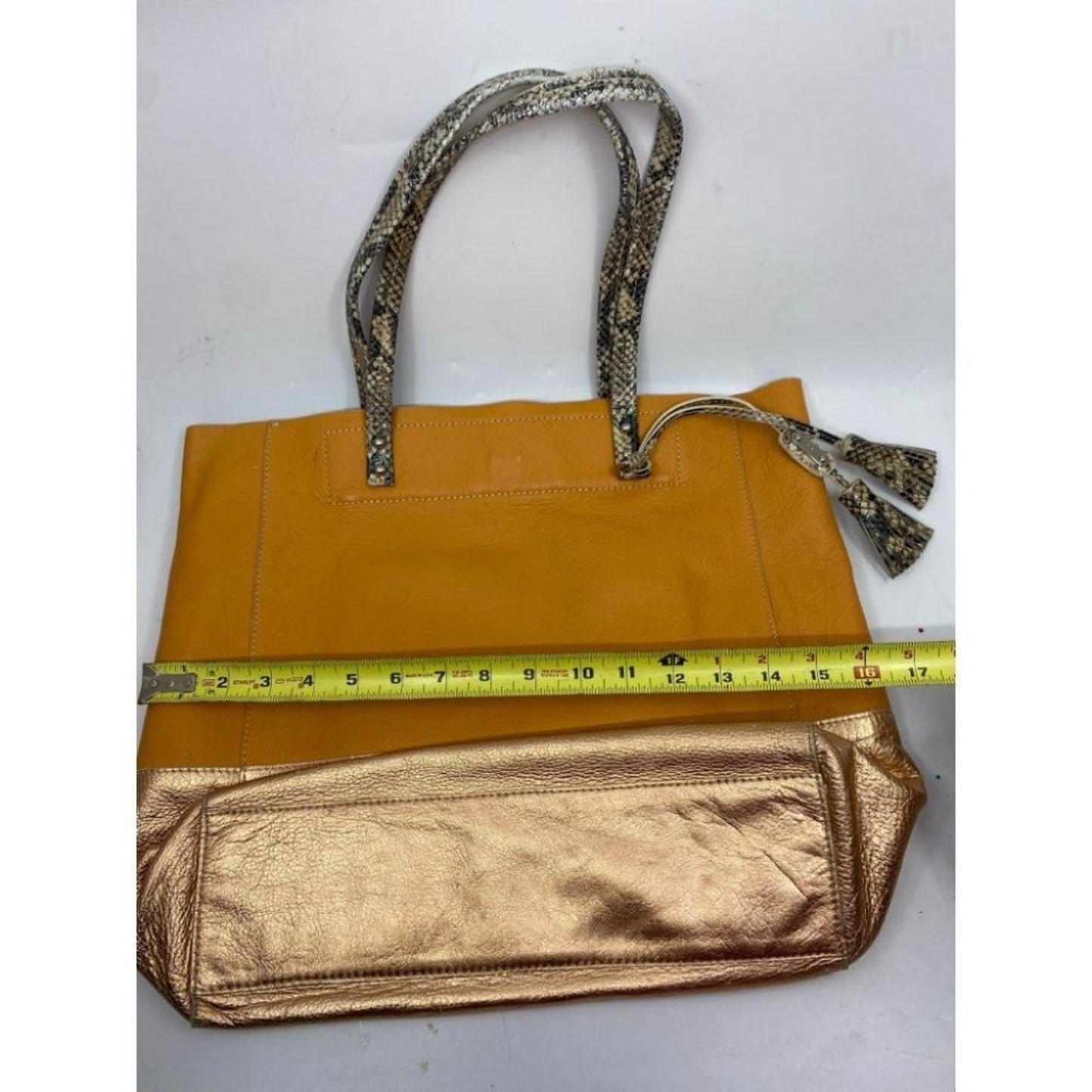 Rafe Women's Orange Gold Leather Handbag