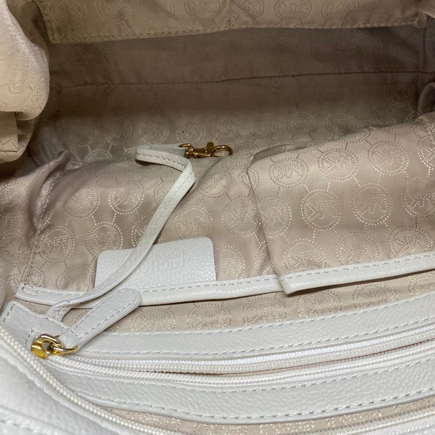 Michael Kors Large White Cream Leather Tote Bag
