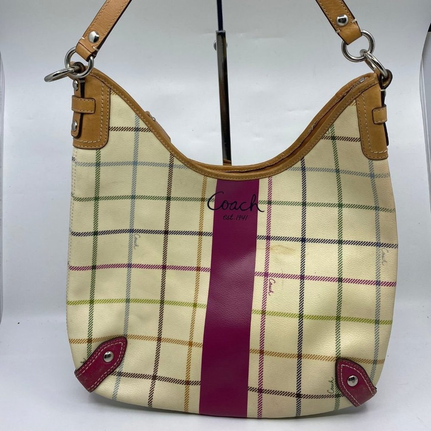COACH M Yellow Brown Coated Canvas Shoulder Bag