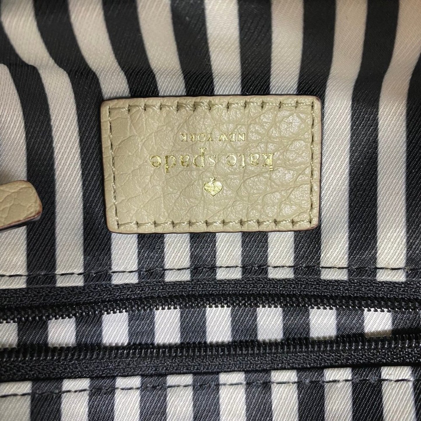 Kate Spade Cream Black Large Leather Shoulder Bag