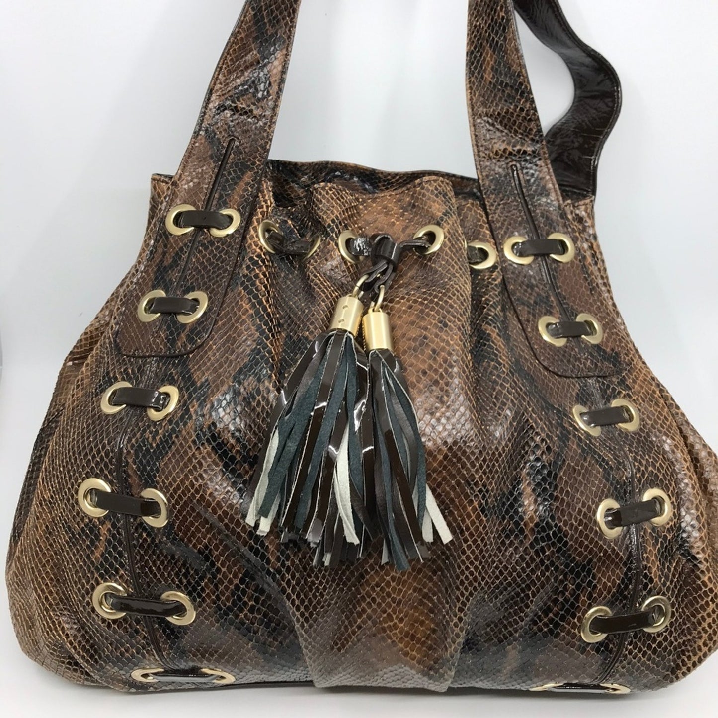 MICHAEL KORS Brown Python Leather Shoulder Bag