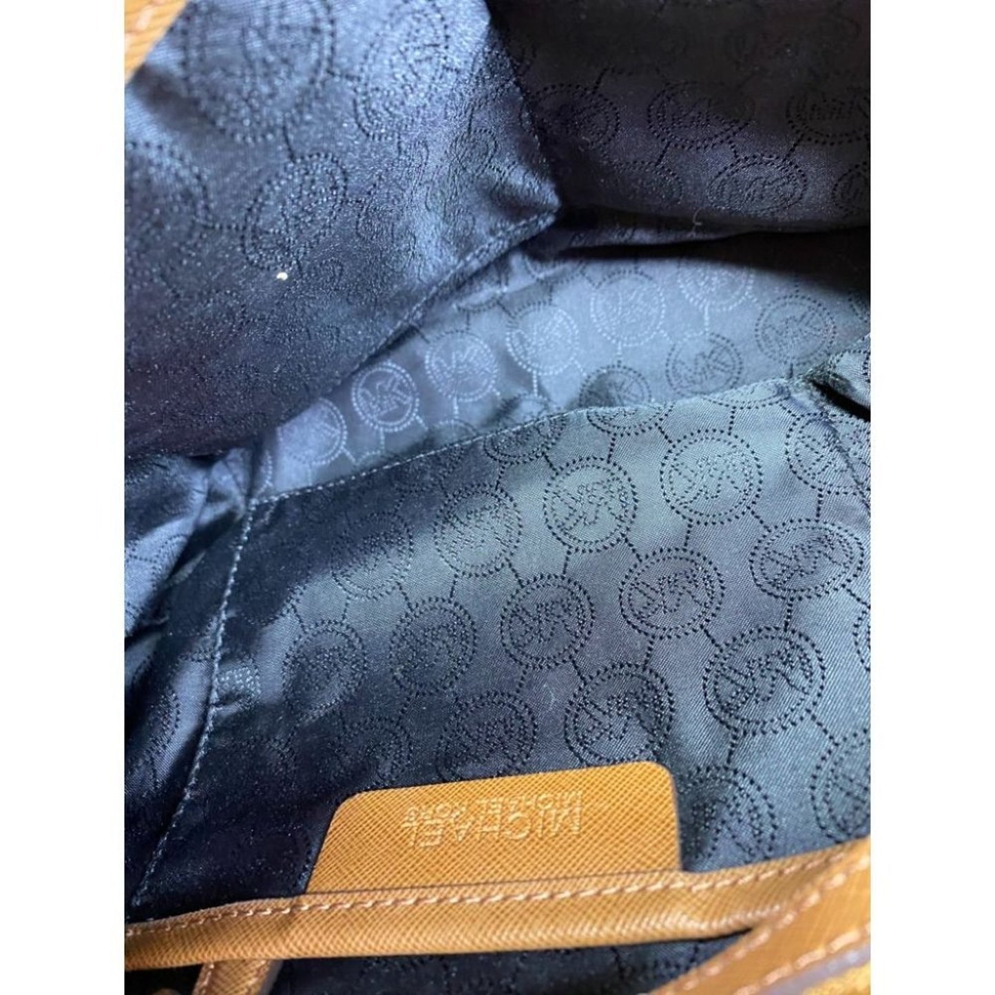 Michael Kors Nylon Black Tan Shoulder Tote Bag LG