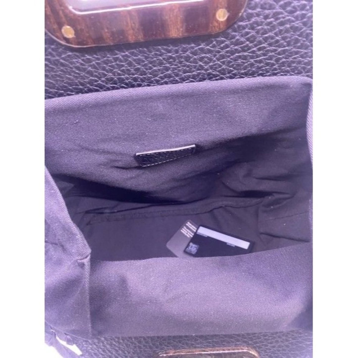 Dolce And Gabbana Woven With Tortoise Wood Handle Black Leather Tote