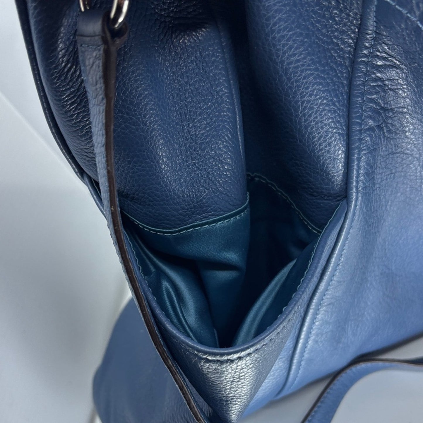Blue Leather Shoulder Bag