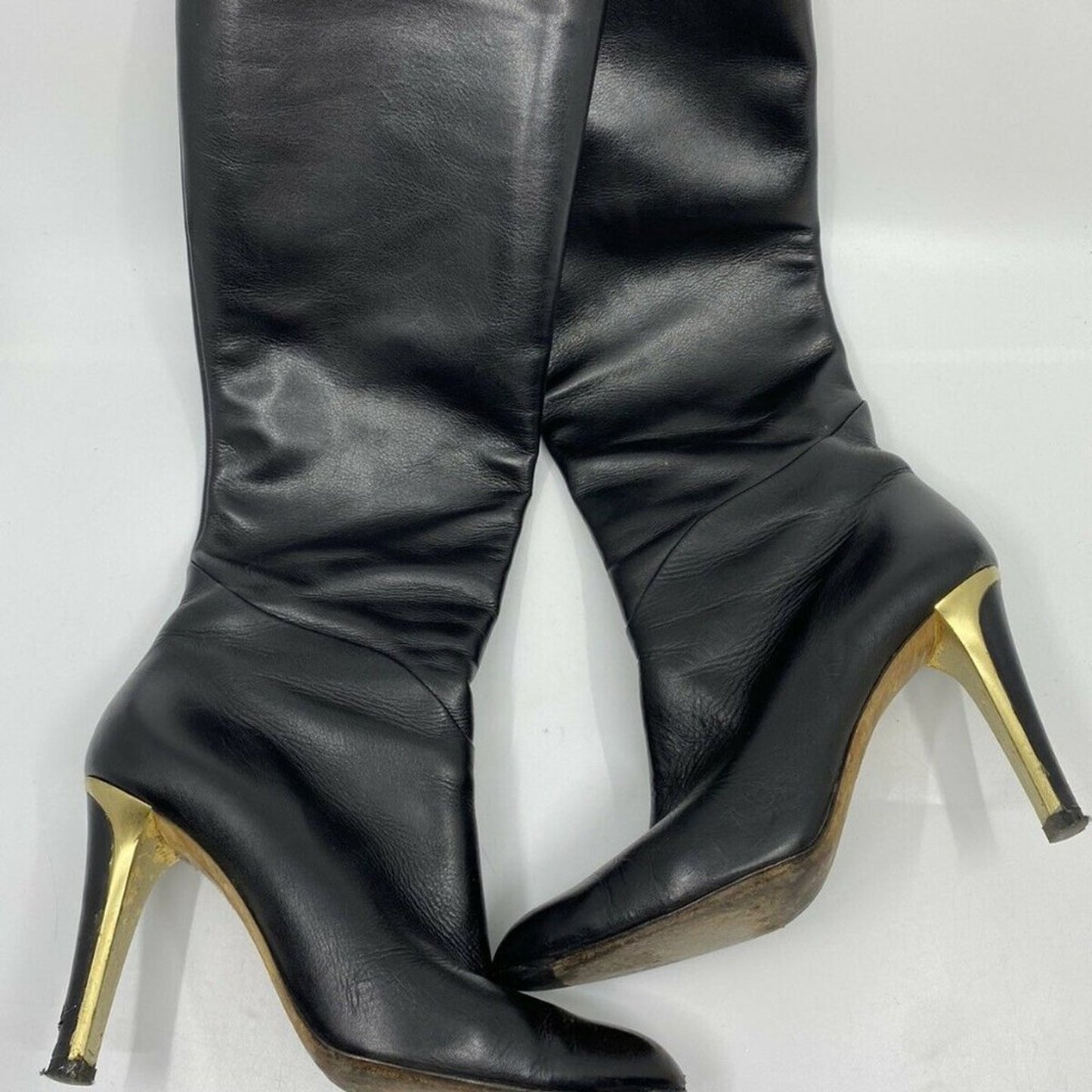 JIMMY CHOO Black Leather Knee high boots 7.5