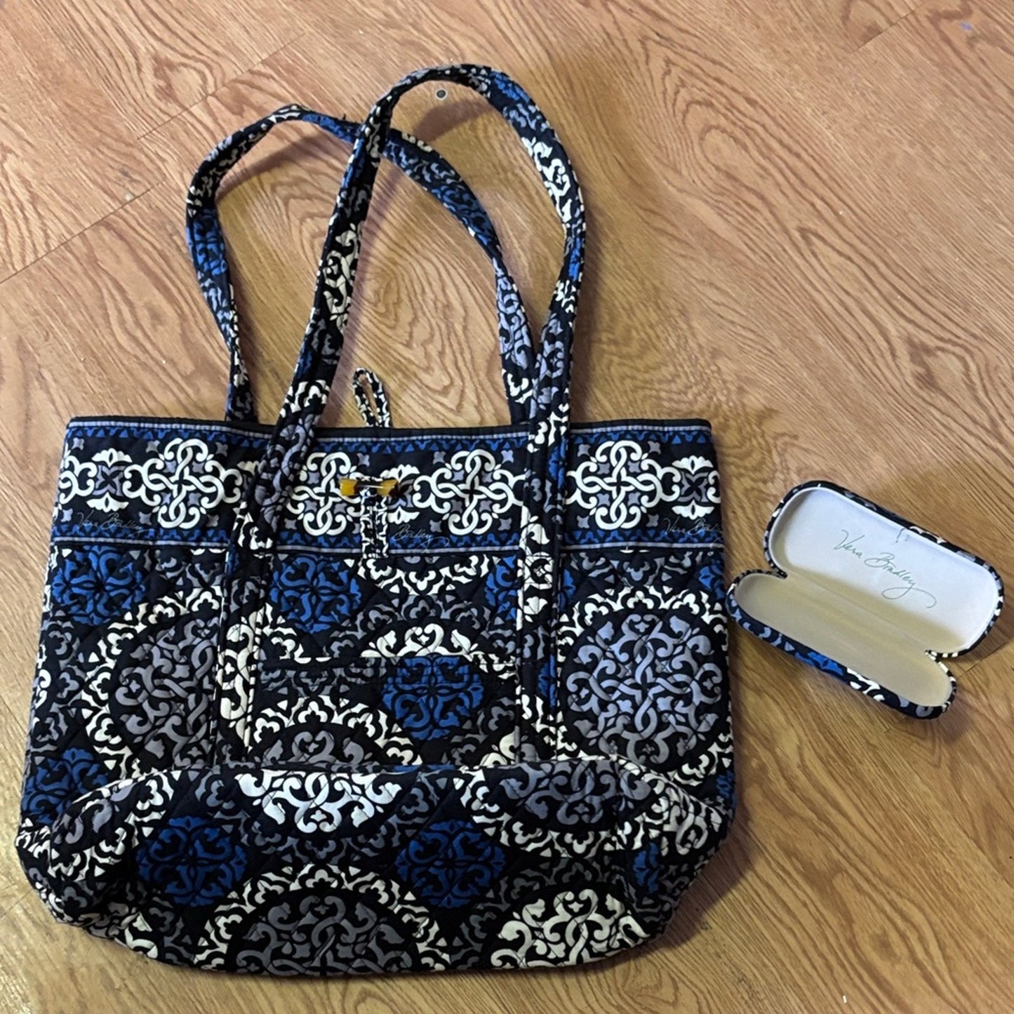 Vera Bradley Black and Blue Floral Tote