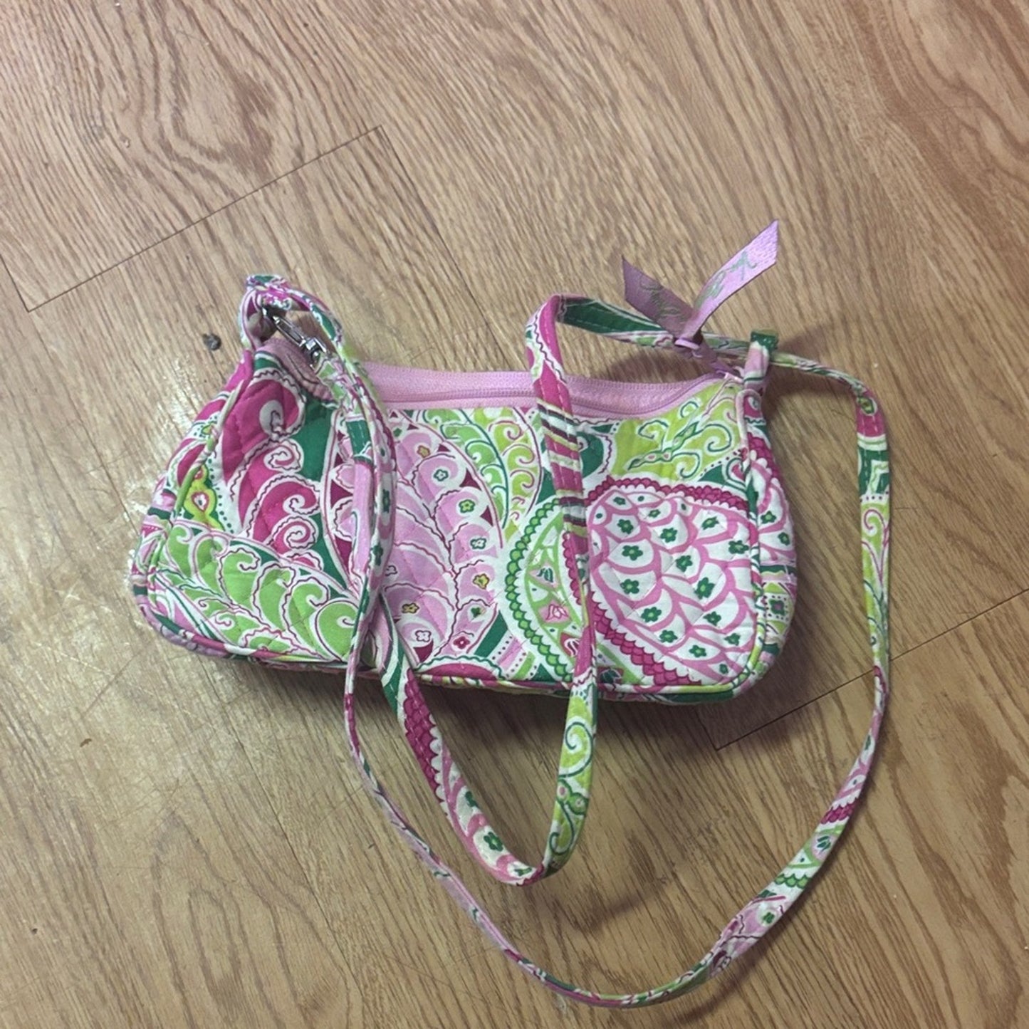 Vera Bradley Pink and Green Paisley Shoulder Bag