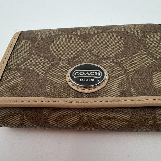 Coach Signature C 6-Ring Brown Coated Canvas Key Case