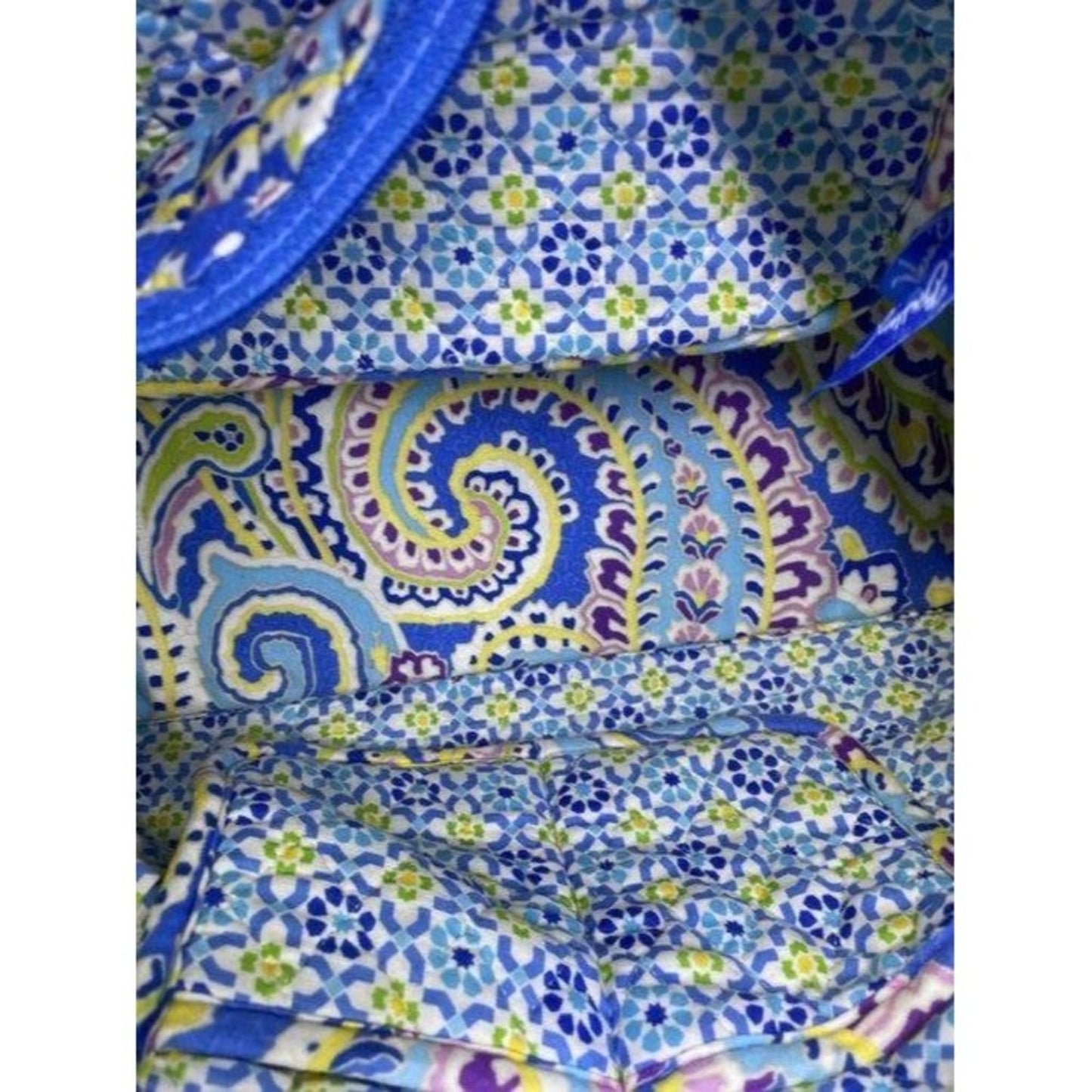 Vera Bradley Large Quilted Blue Purple Yellow Whit