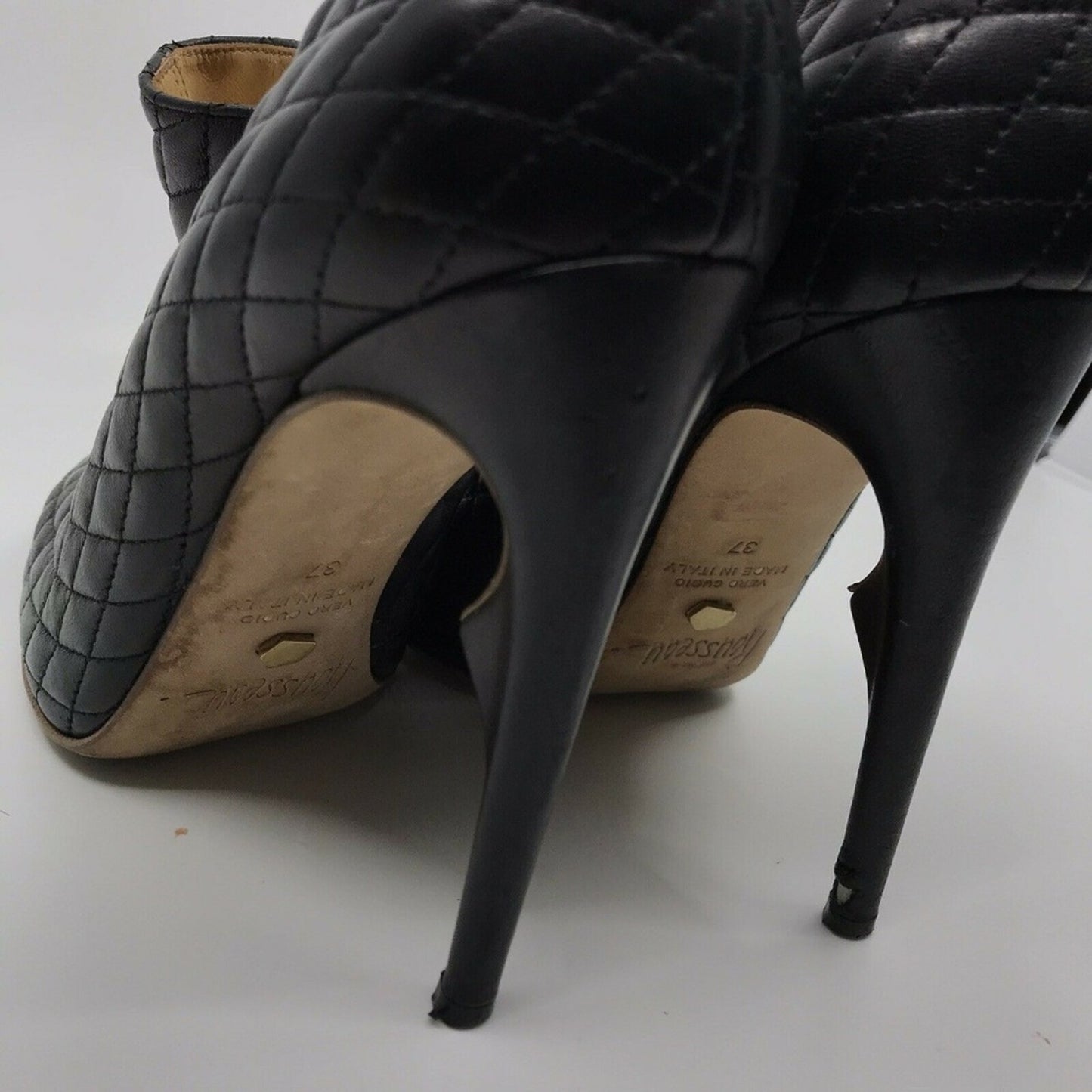 JEROME C ROUSSEAU Black Leather Quilted High Heel