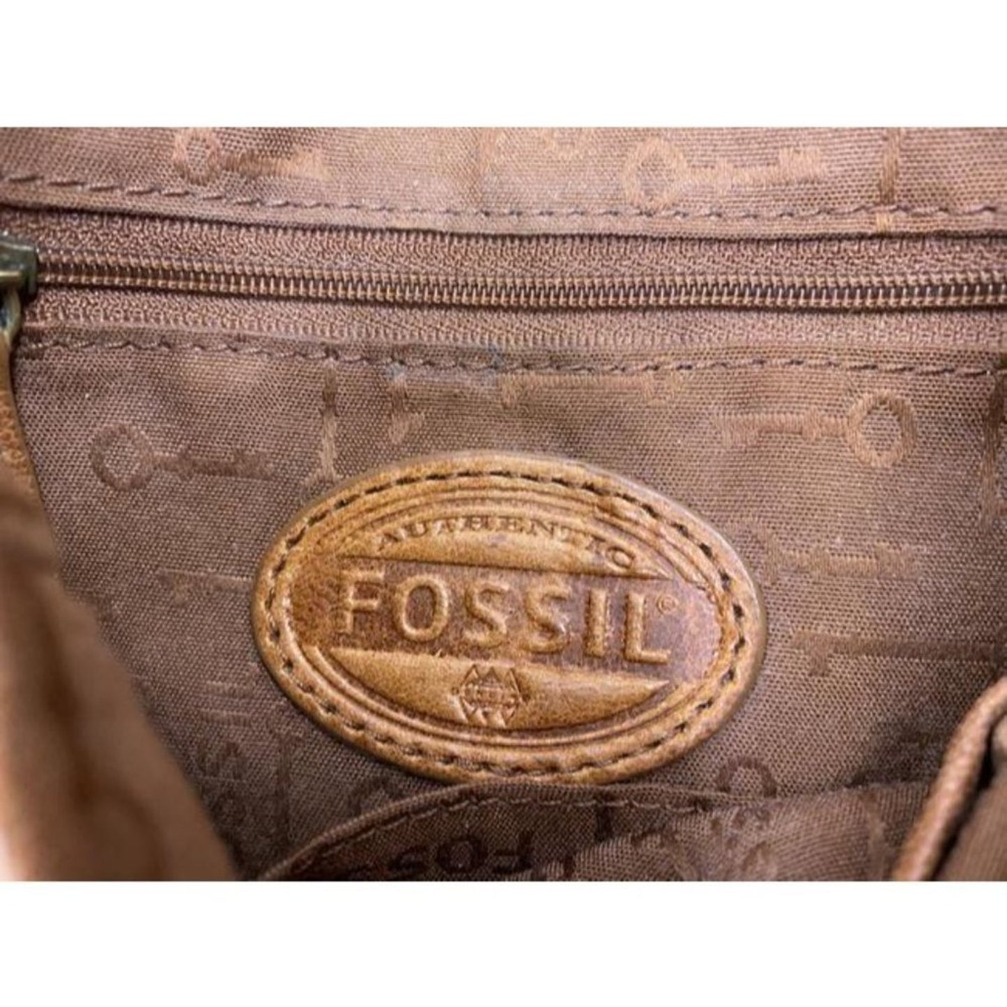 Fossil brown leather shoulder bag