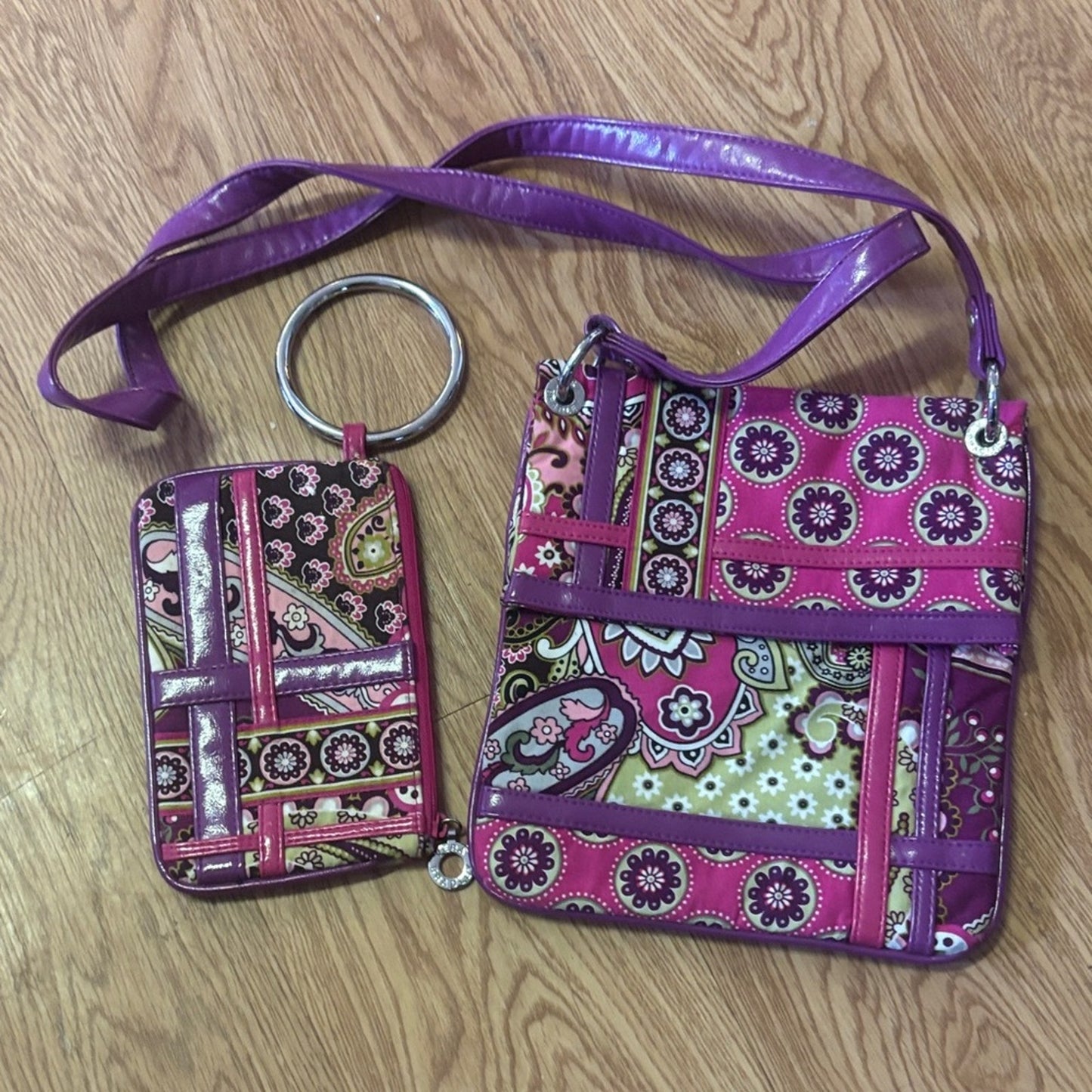 Vera Bradley Purple and Green Paisley Crossbody Bag