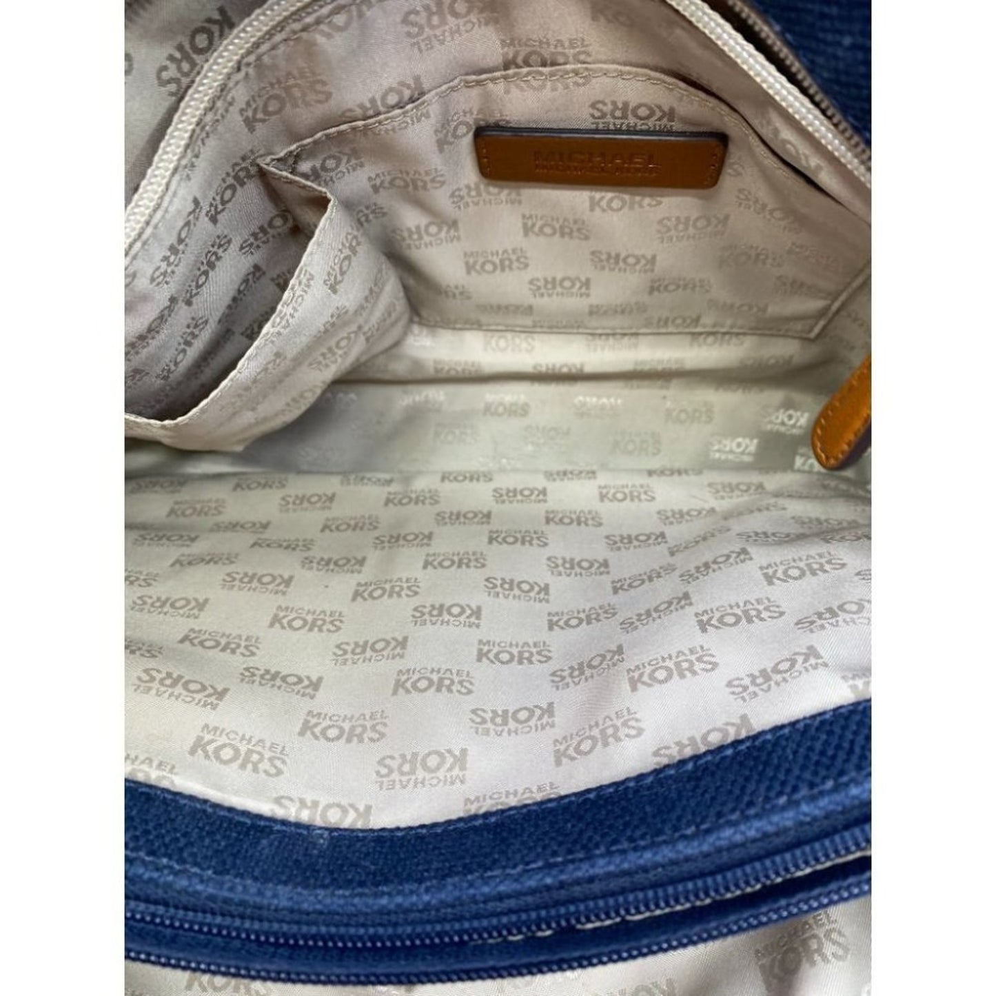 MICHAEL KORS Blue Inter Woven Canvas Shoulder Bag
