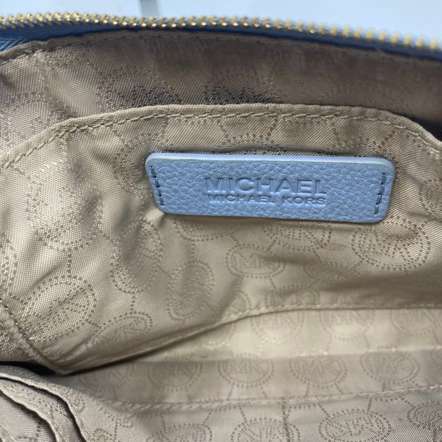 Michael Kors Pastel Blue Grain Leather Wristlet
