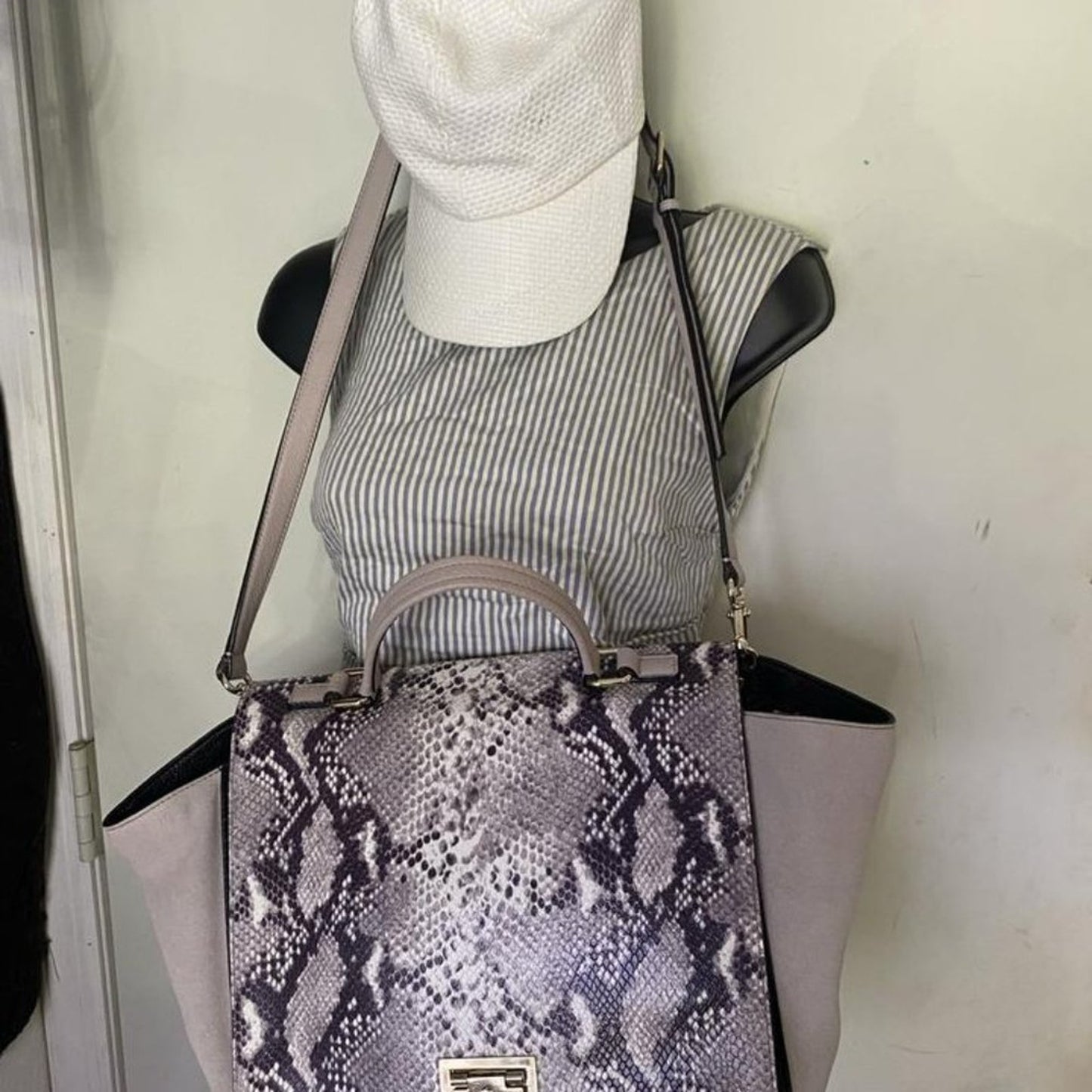 Kate Spade Snakeskin Print Handbag Blackgray Leather Shoulder Bag