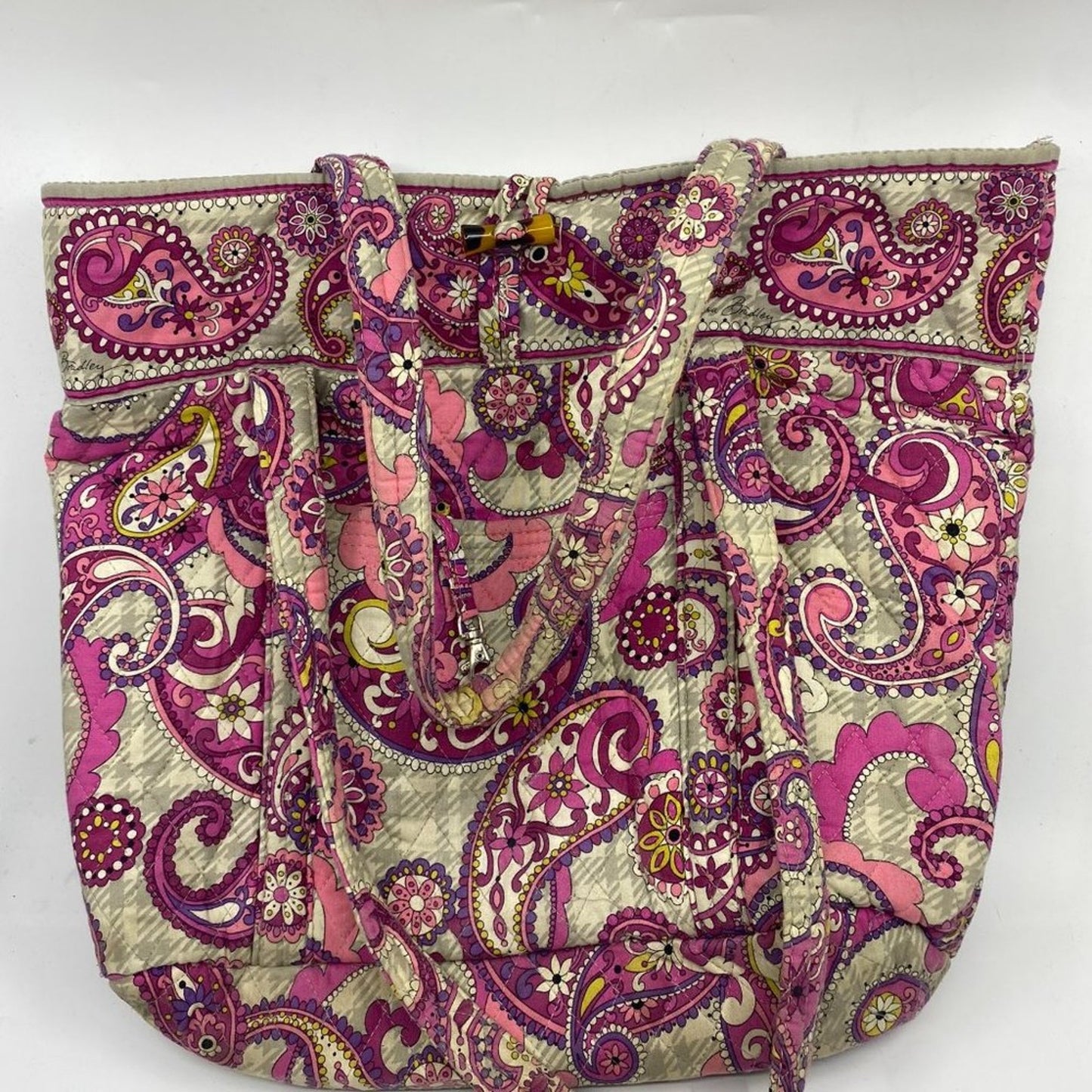 Vera Bradley Purple/ Gray Fabric Large Tote Bag