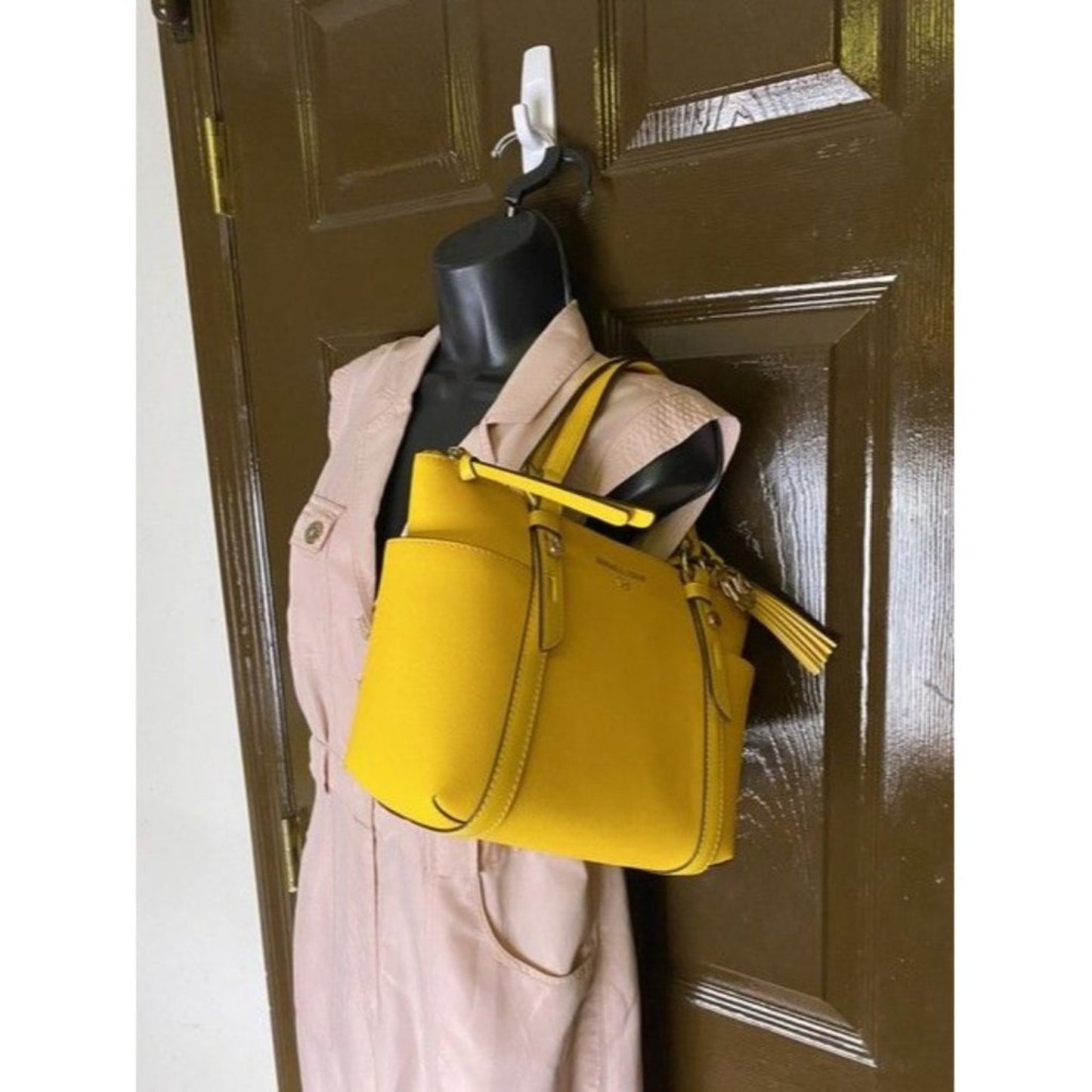Michael Michael Kors Small Sullivan Convertible Top Zip Tote Yellow Leat…