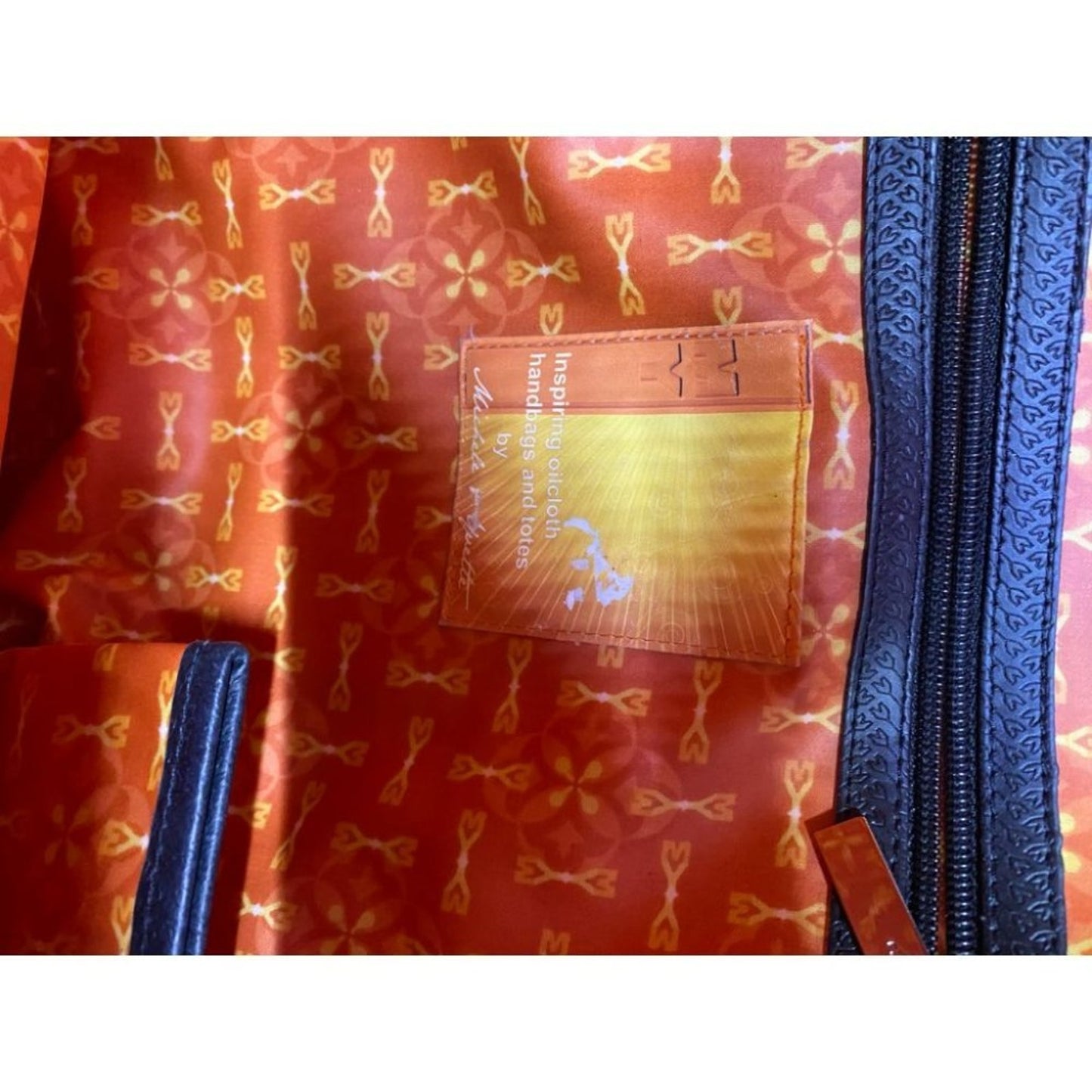 Oilcloth Orange Brown Large Nylon Tote Bag