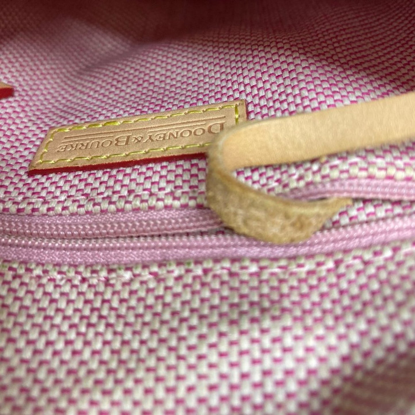 Dooney & Bourke Light Red Tan Fabric Crossbody Bag