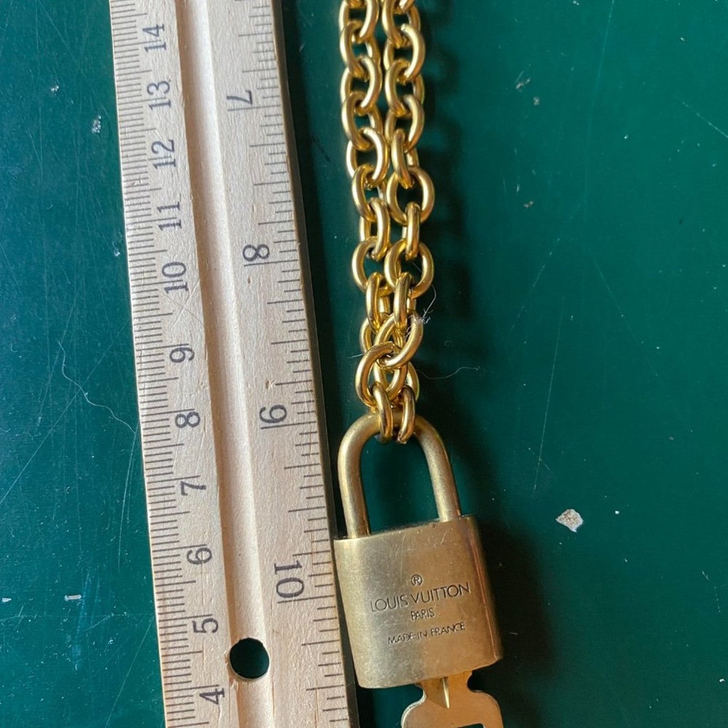 Louis Vuitton Gold Padlock & Key with Second-hand Necklace