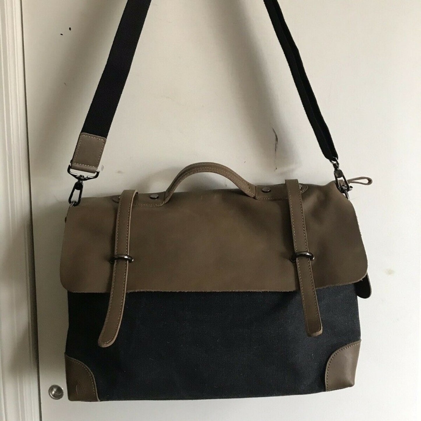 Annette Ferber Large Leather And Fabric Charcoal/B