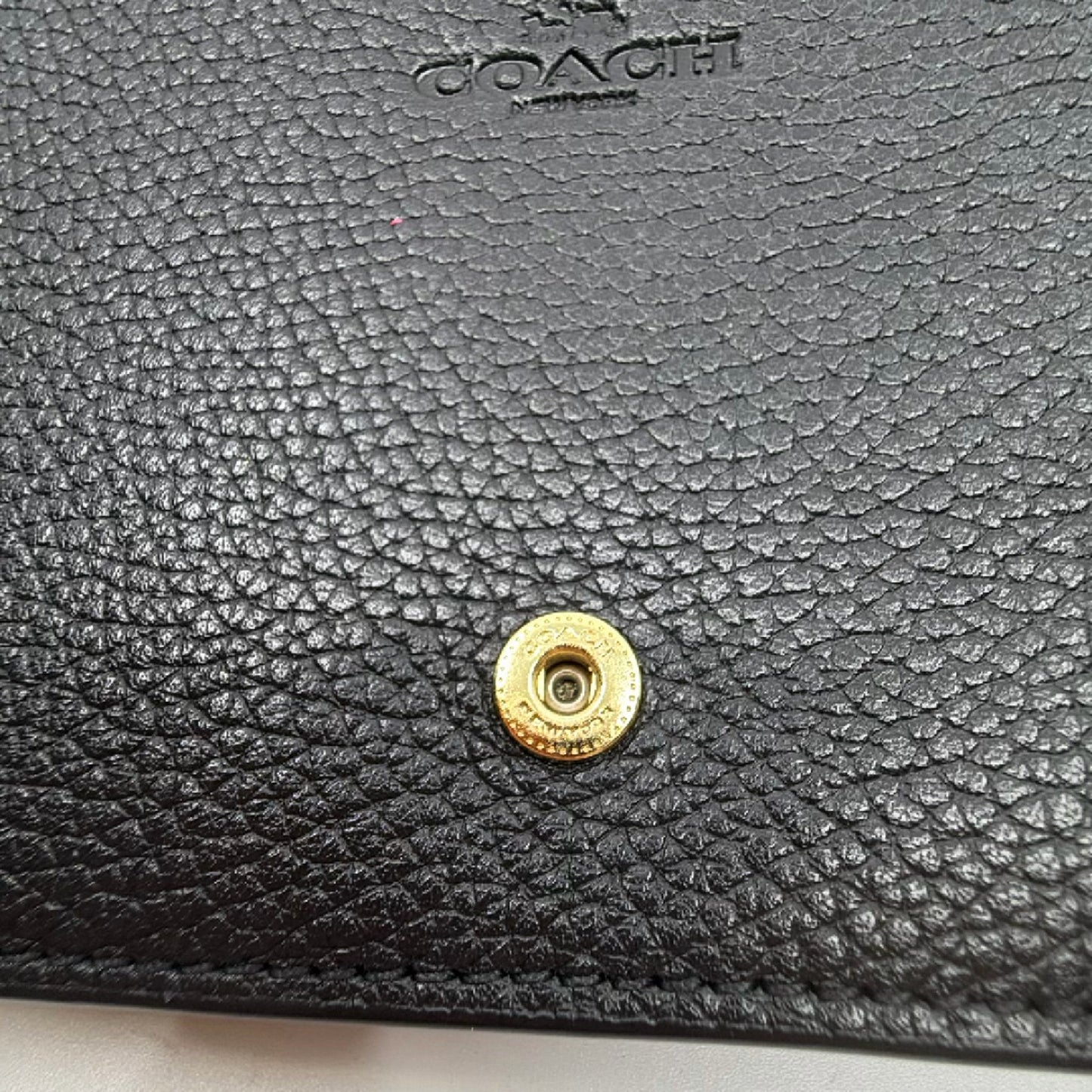 Coach Black Pebbled Leather Wallet on Chain