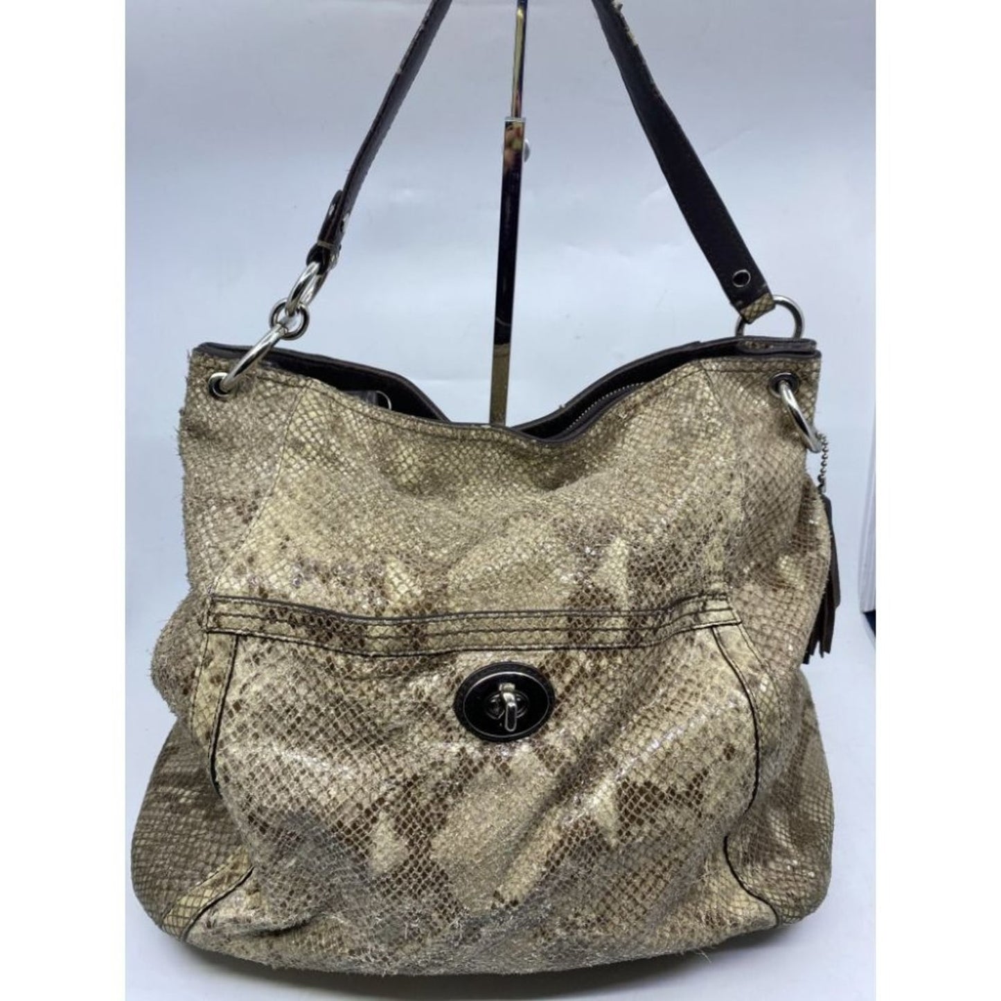 COACH Animal Embossed Leather Tan Shoulder Bag