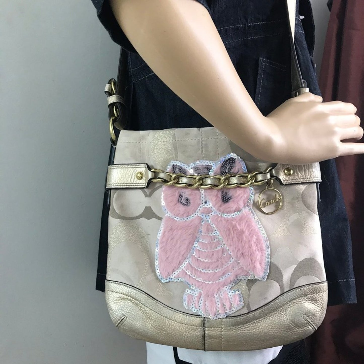 COACH Customized Tan Fabric Crossbody Bag
