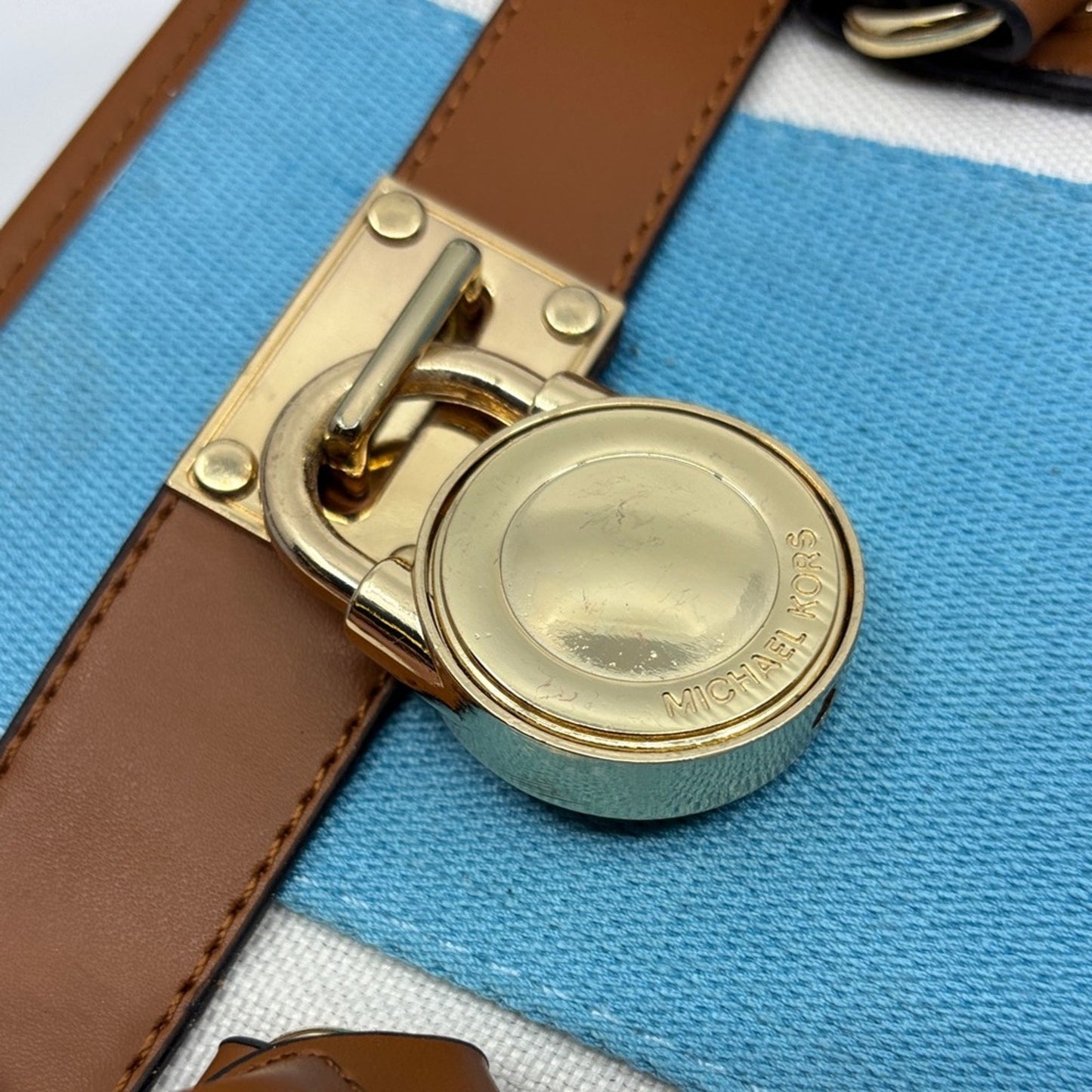 Michael Kors Blue and Brown Satchel