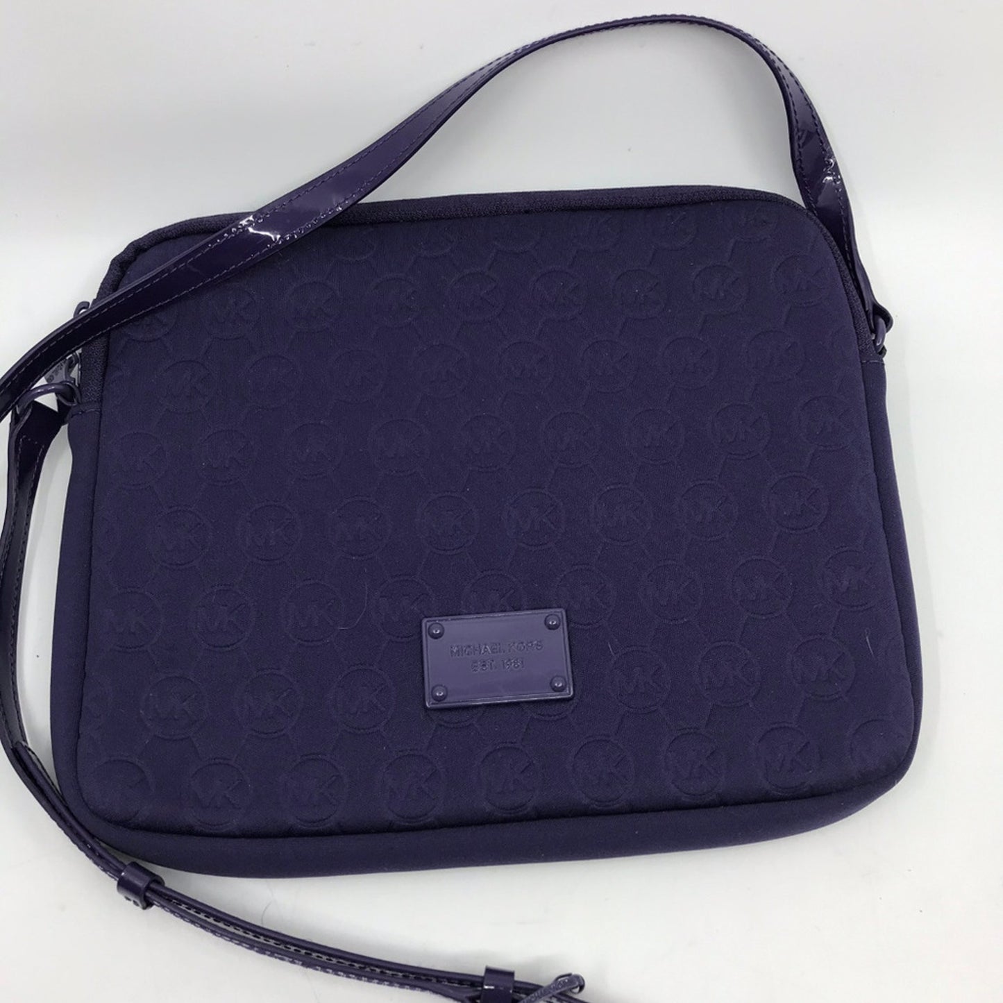 Michael Kors Dark Purple Scuba Tote Bag Over Logo