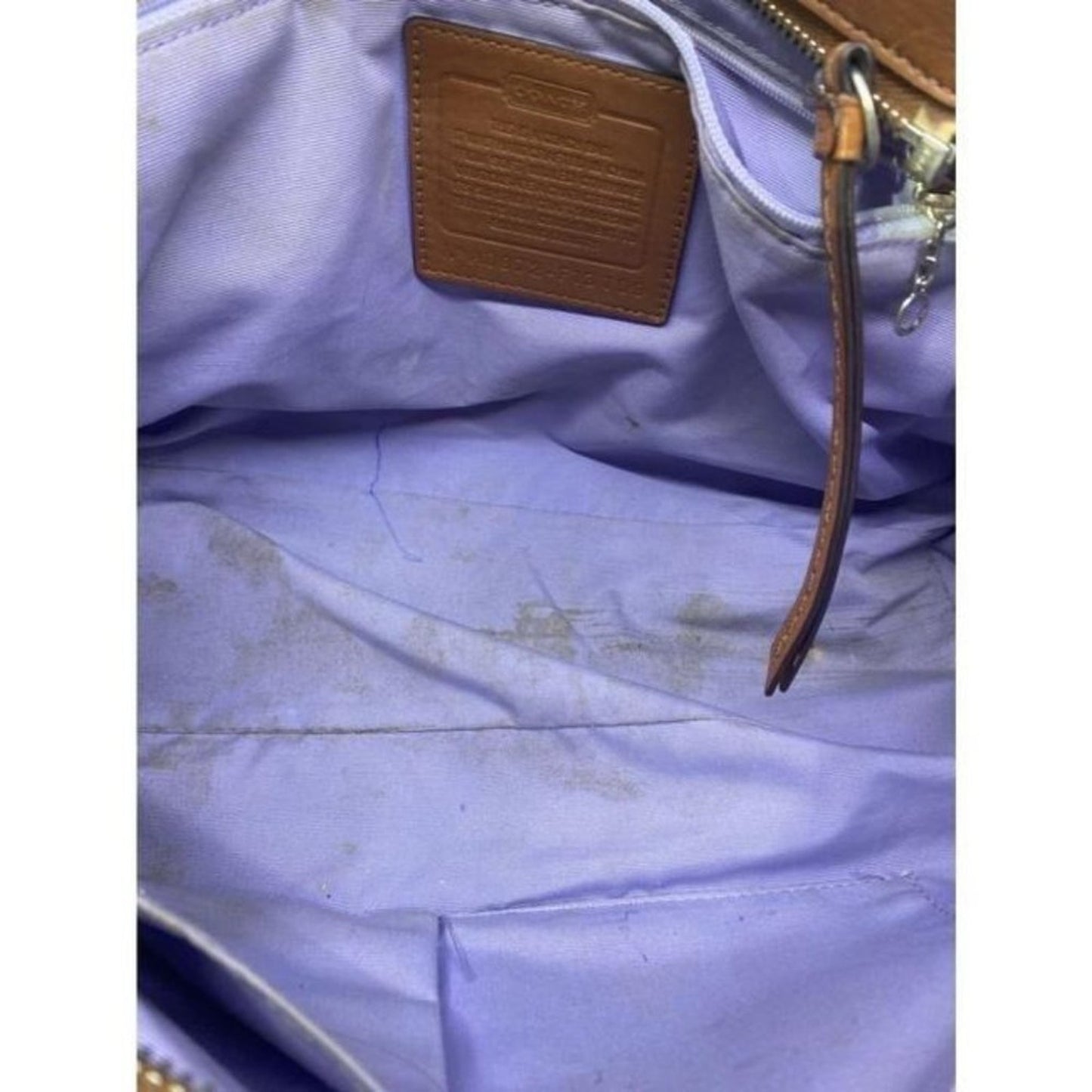 COACH Large White Brown Leather Shoulder Bag