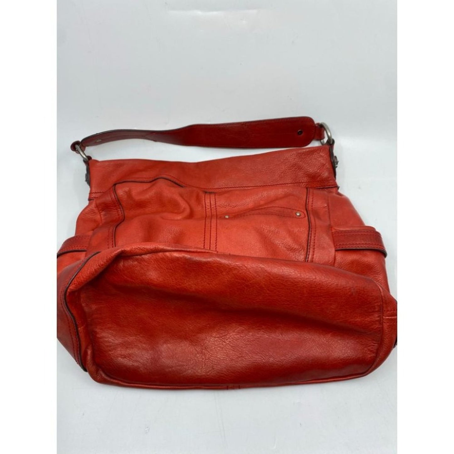 B. Makowsky Orange Large Leather Shoulder Bag