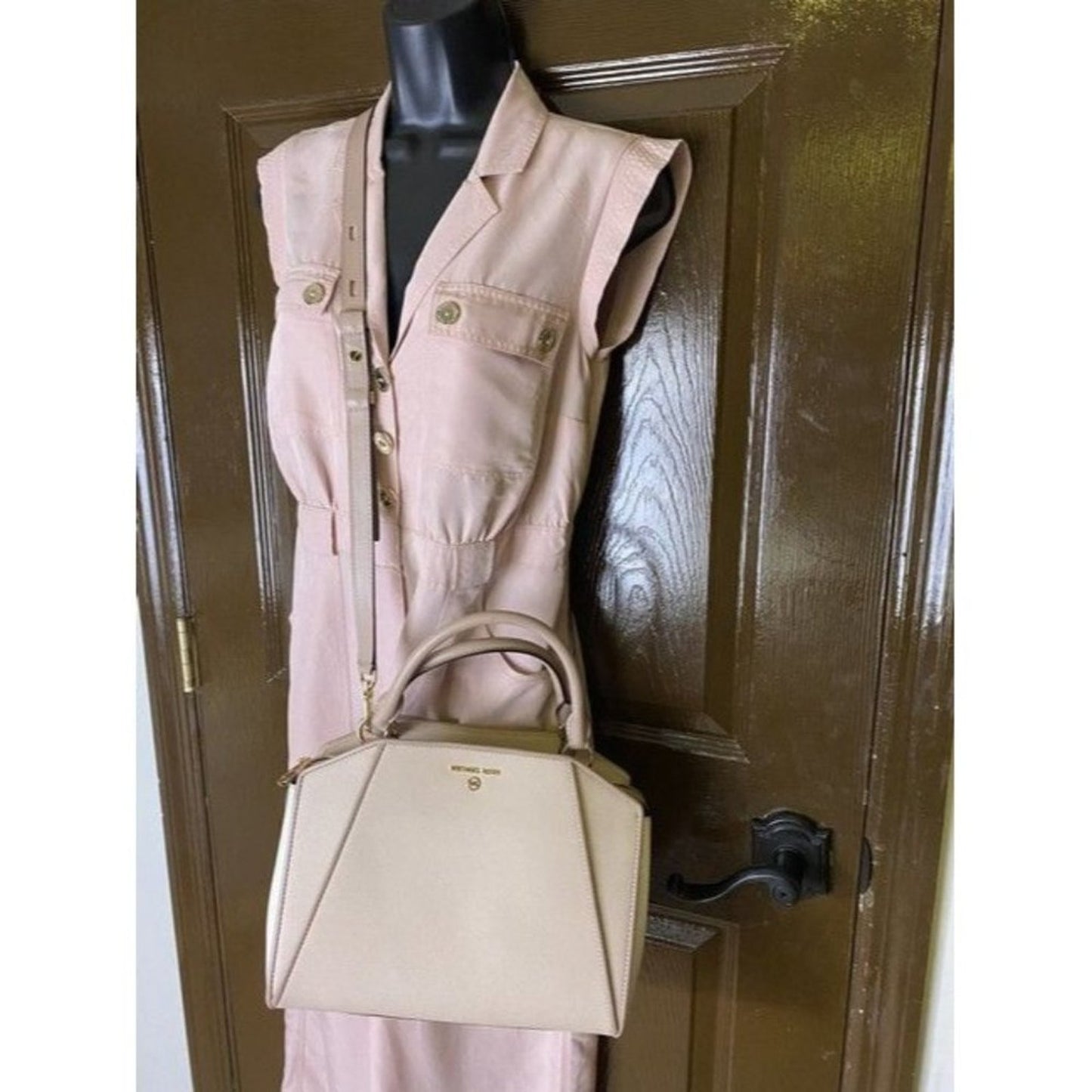 Michael Kors New Cleo Medium Satchel Soft Pink Saffiano Leather Cross Bo…