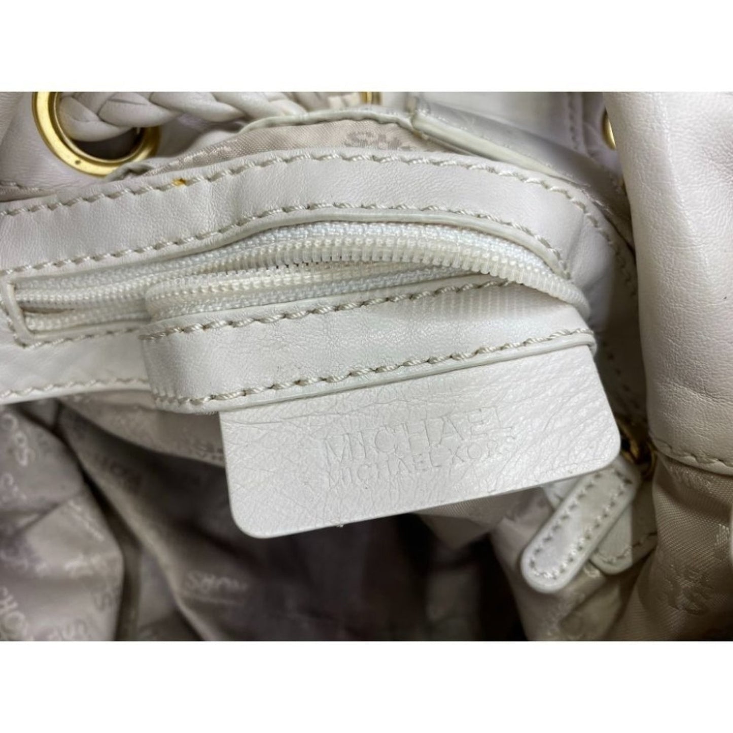 Michael Kors Lamb Leather Cream Shoulder Bag LG/MD
