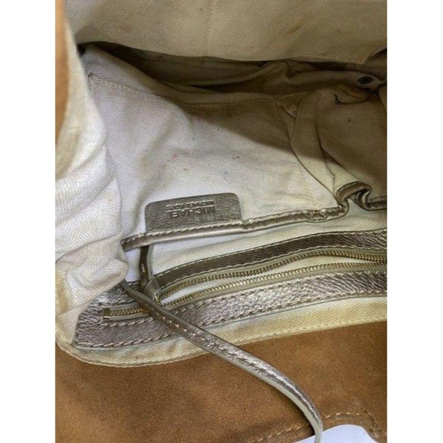 michael kors orange silver suede leather hobo bag