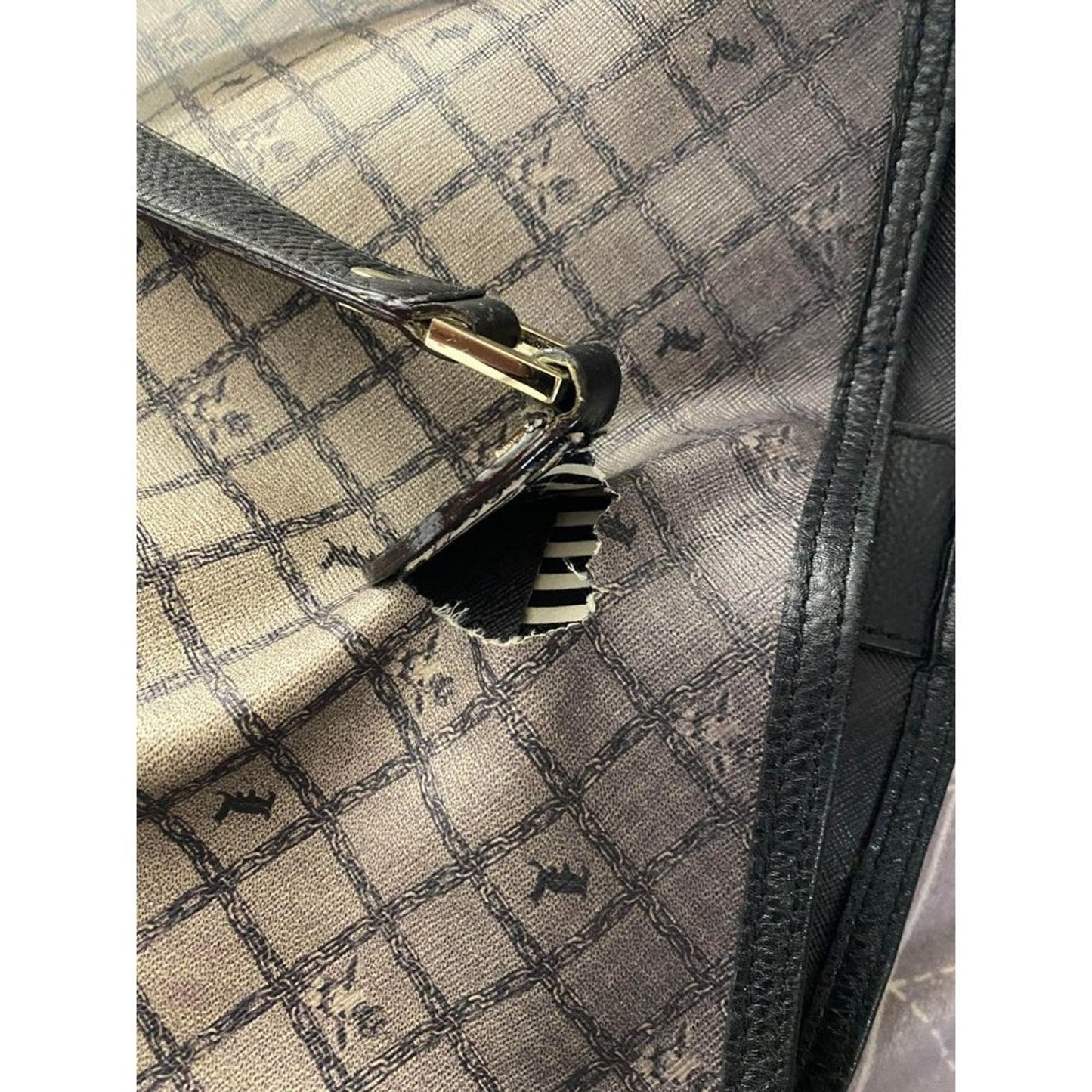 lamb shopping xl l black tan coated canvas tote