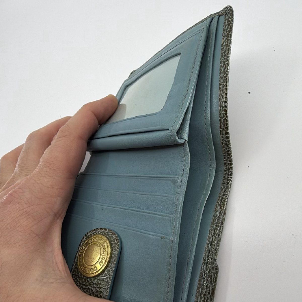 Coach Signature C Blue Leather Bifold Wallet