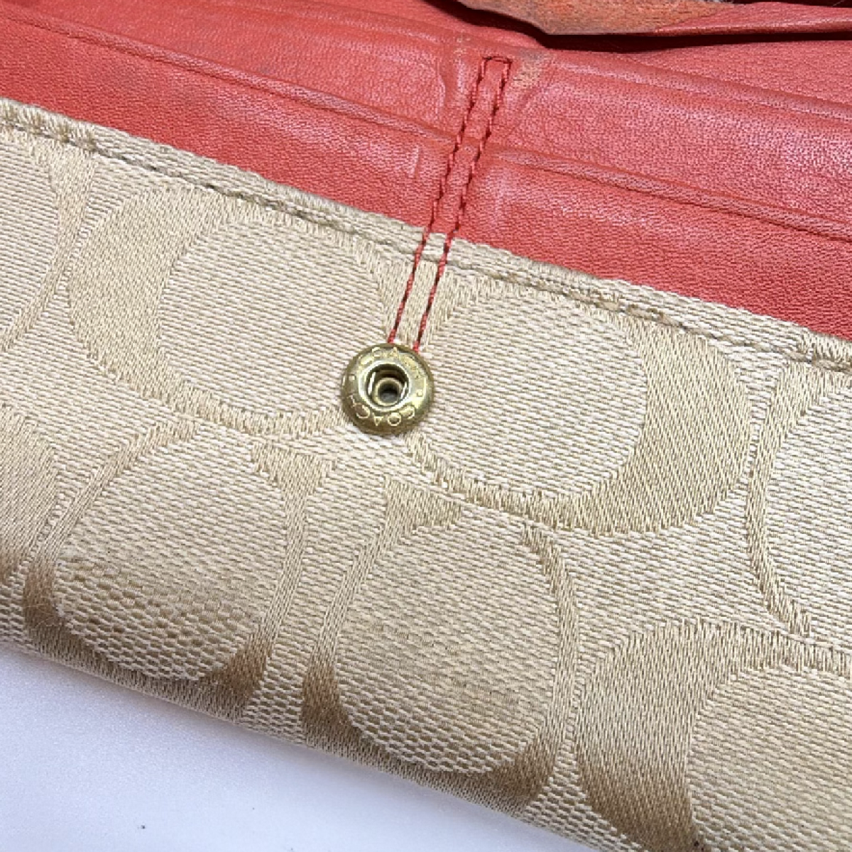 Coach Signature C Flap Orange Canvas Wallet