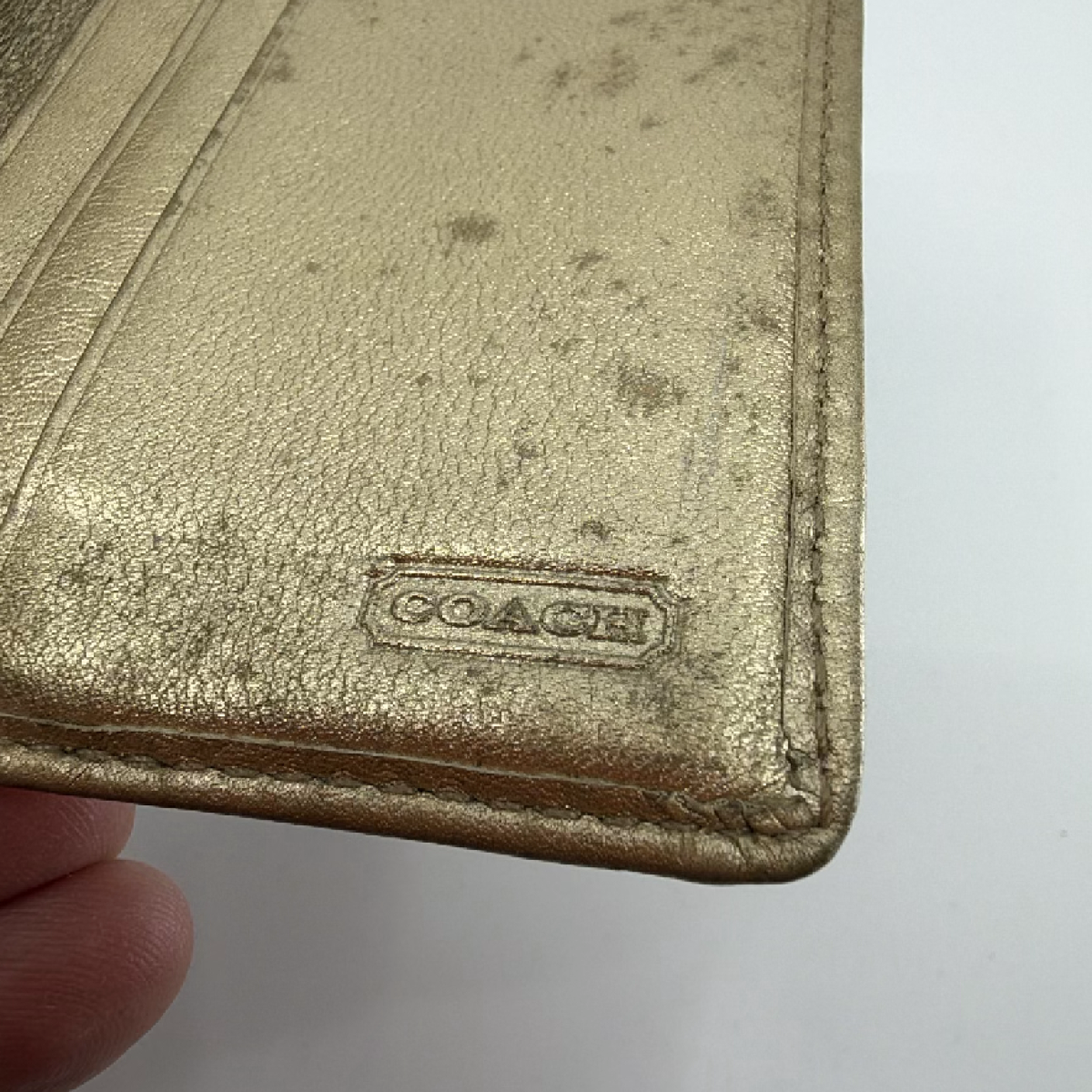 Coach Gold Signature C Canvas Card Case