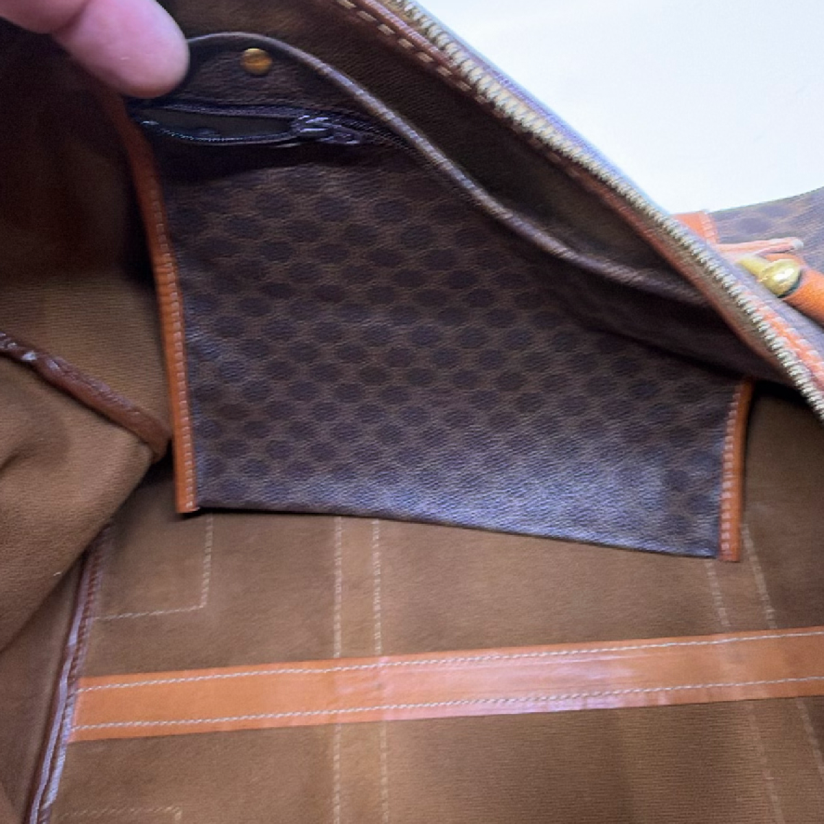 Celine Boston Bag Brown Macadam Canvas Duffle