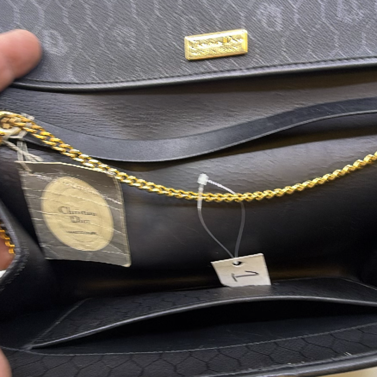 Dior Vintage Flap Chain Black Diorissimo Coated Canvas Shoulder Bag