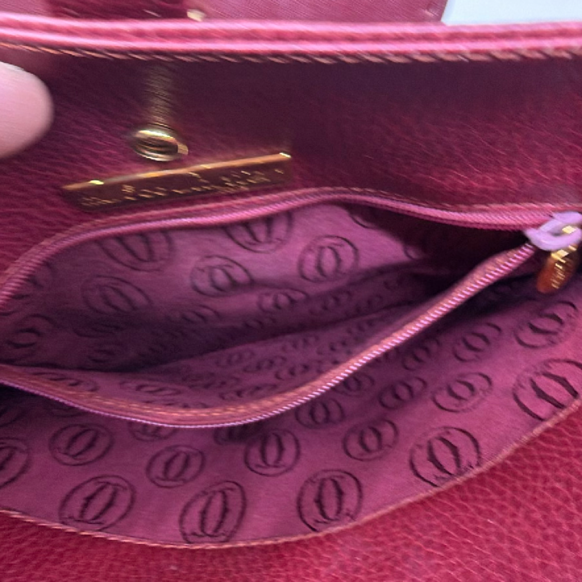 Cartier Must de Cartier Burgundy Leather Shoulder Bag